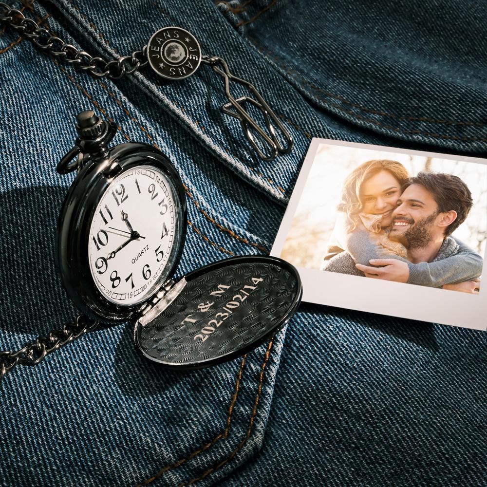 Scannable Custom Spotify Code Pocket Watch Engraved Photo Anniversary Personalised Gift - soufeelus