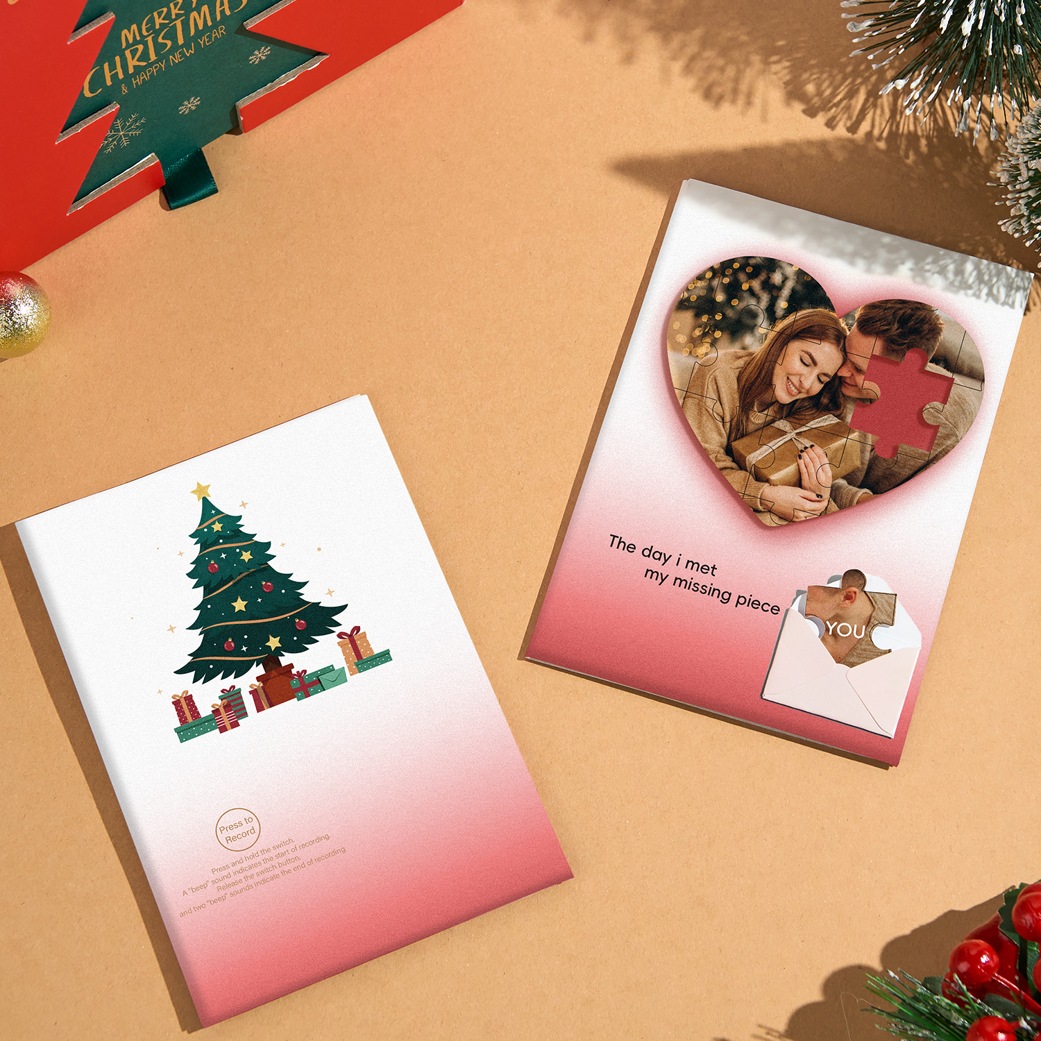 Custom Photo Puzzle Recording Greeting Card Personalized Christmas Recording Greeting Card Christmas Gift - soufeelus