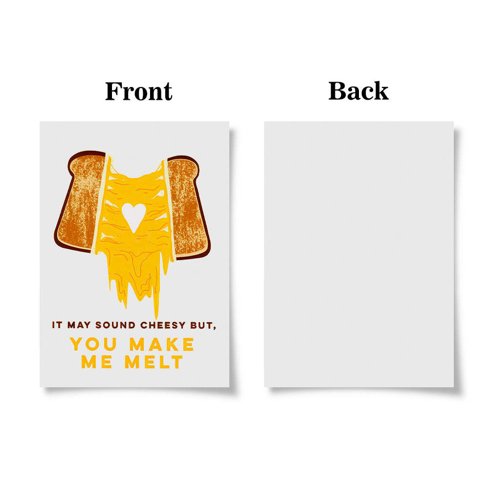 Funny Melting Grilled Cheese Greeting Card Gift for Her or Him - soufeelus