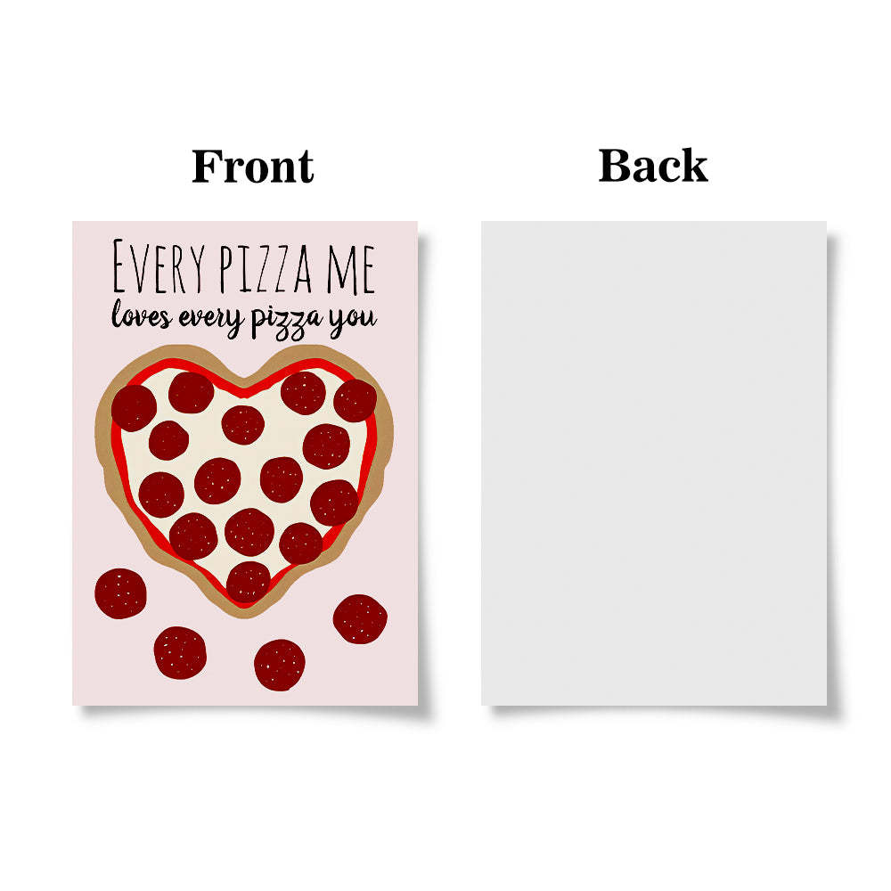 Funny Cute Pizza Heart Valentine's Day Card - soufeelus