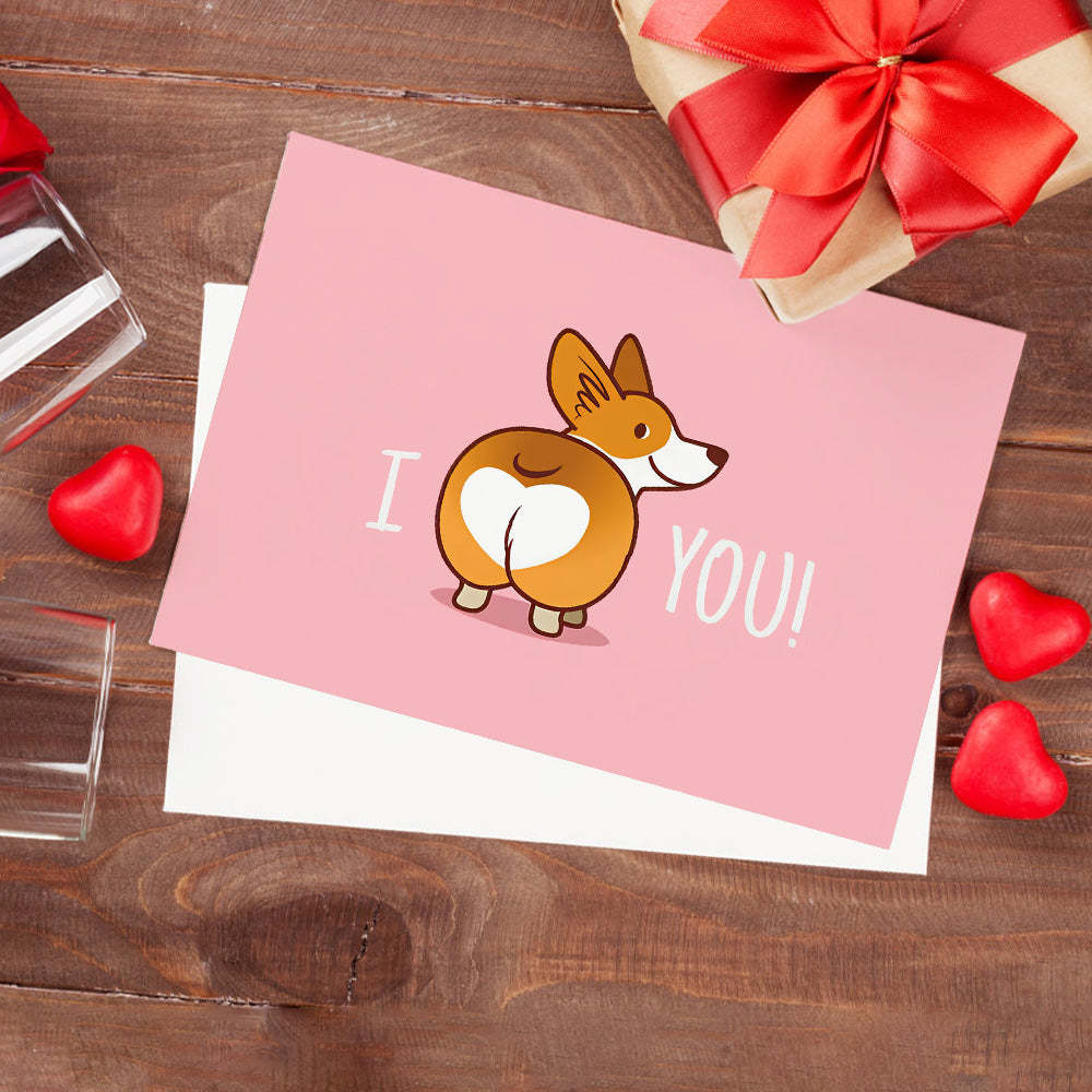 Corgi Butt Funny Valentine's Day Greeting Card - soufeelus
