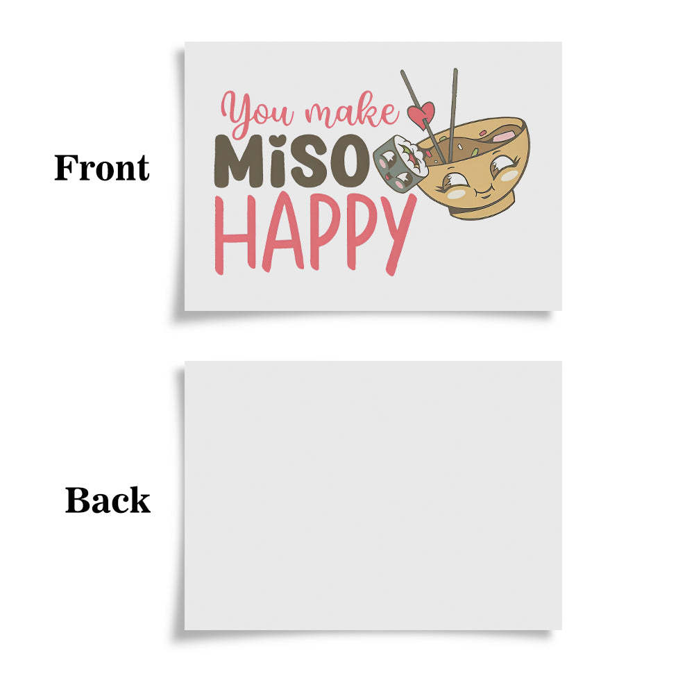 Food Pun You Make Miso Happy Funny Valentine's Day Greeting Card - soufeelus