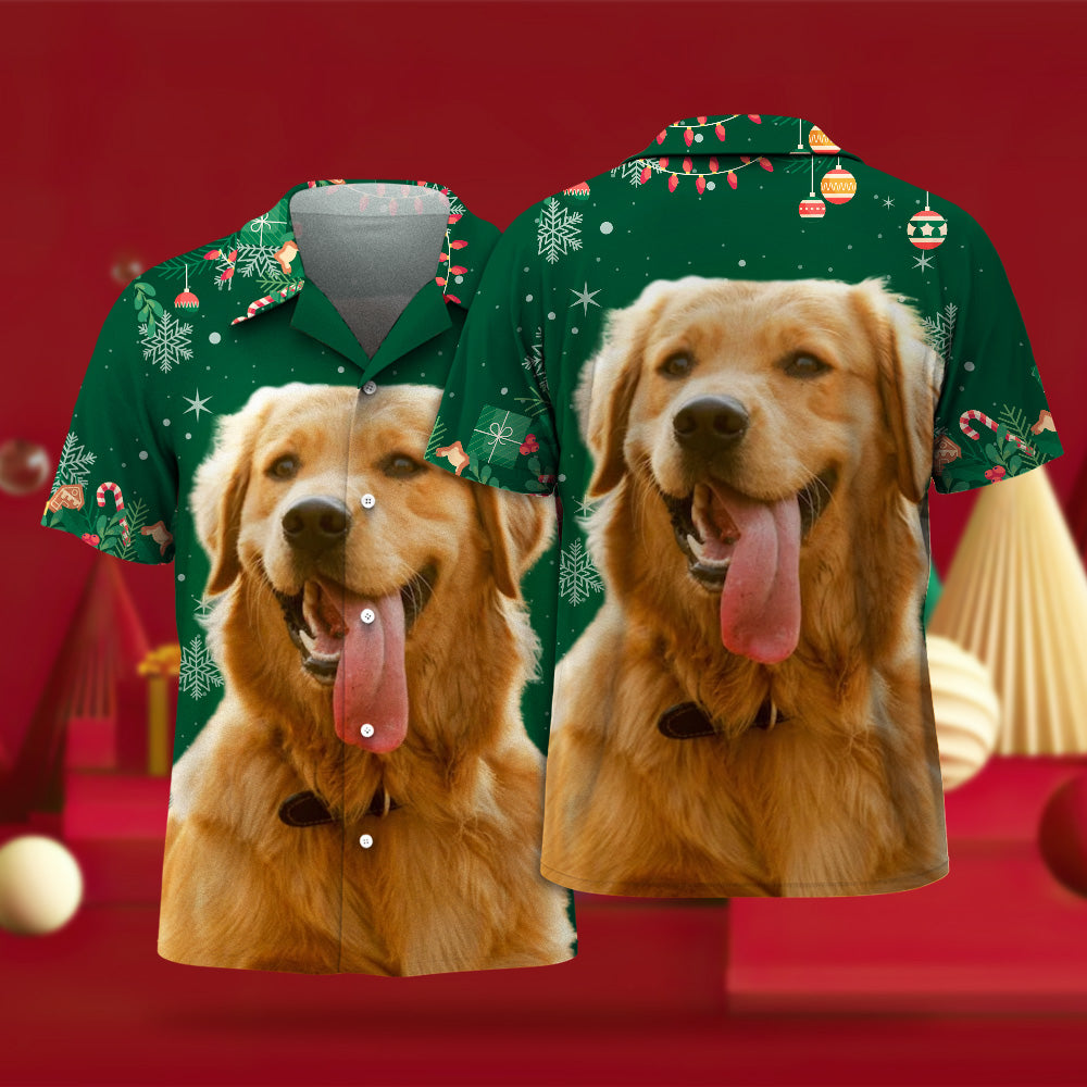 Custom Face Hawaiian Shirts Personalized Photo Gift Men's Christmas Shirts Gift for Pet Lovers - MyHawaiianShirts