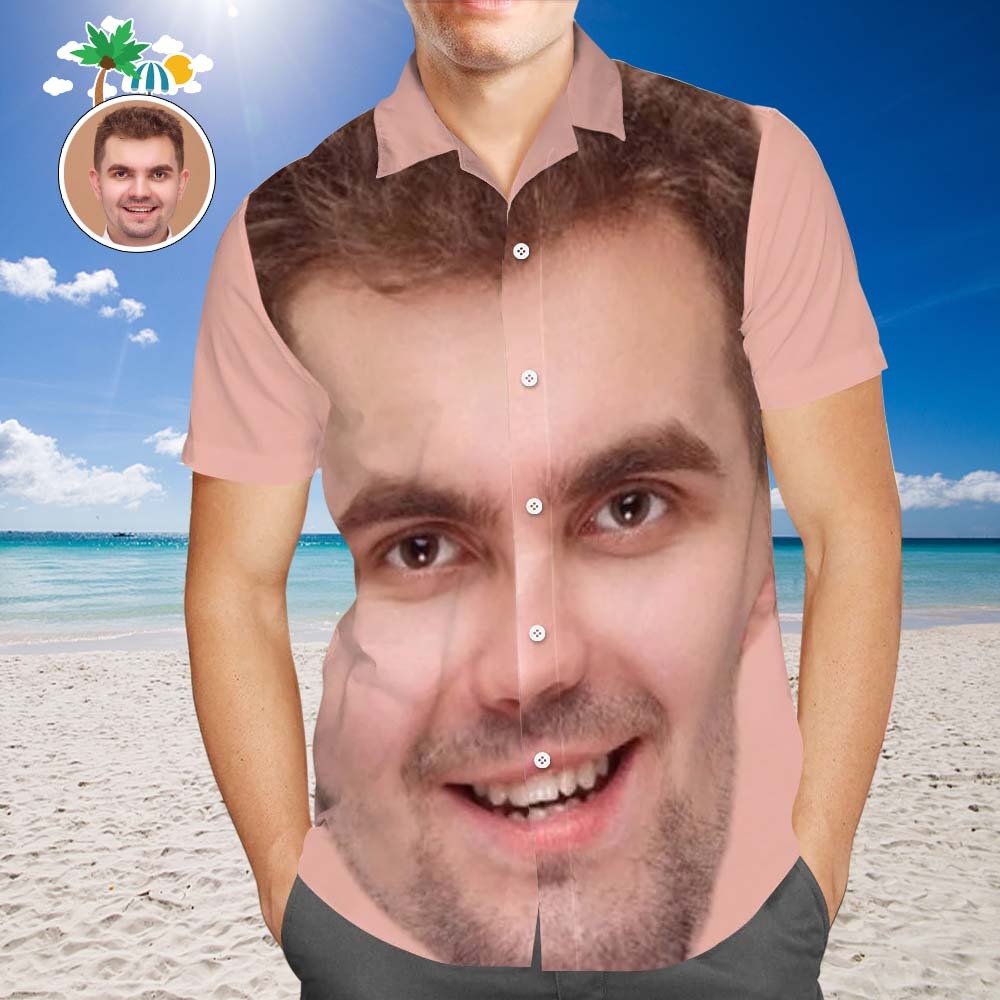 Custom Face Hawaiian Shirts Personalized Photo Gift Men's Christmas Shirts Gift - Big Face