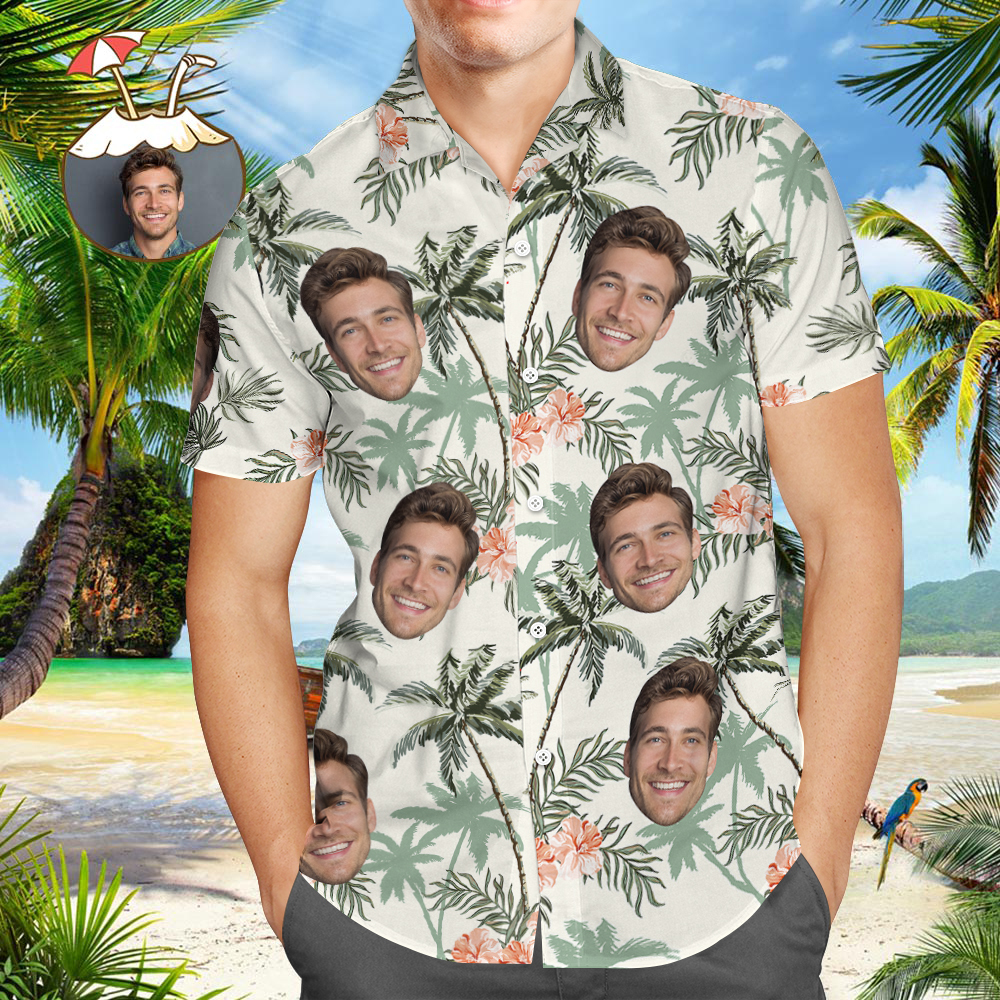 Vintage Hawaiian Beach Shirts with Custom Photo & Print Button-Down Shirt