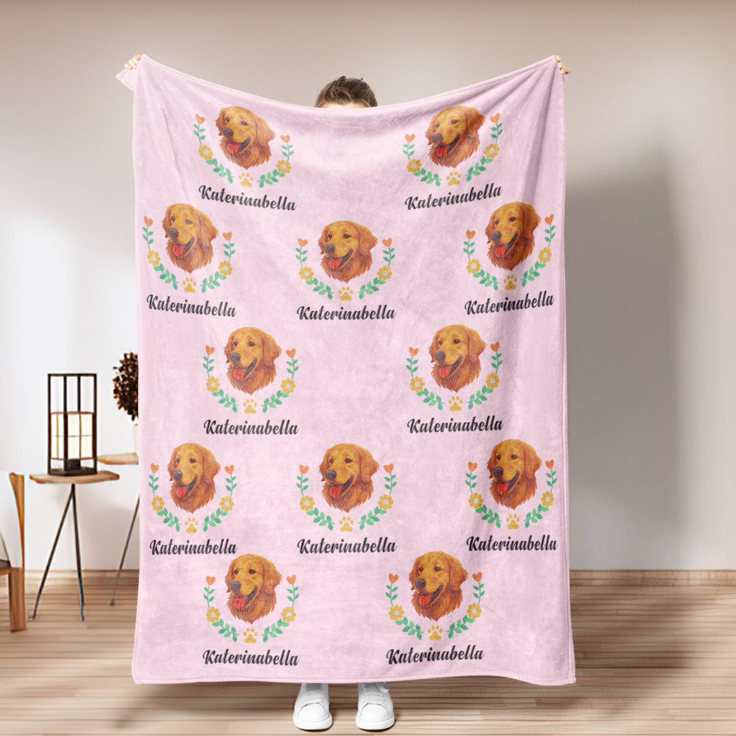 Custom Premium Faux Embroidered Style Pet Avatar Blanket