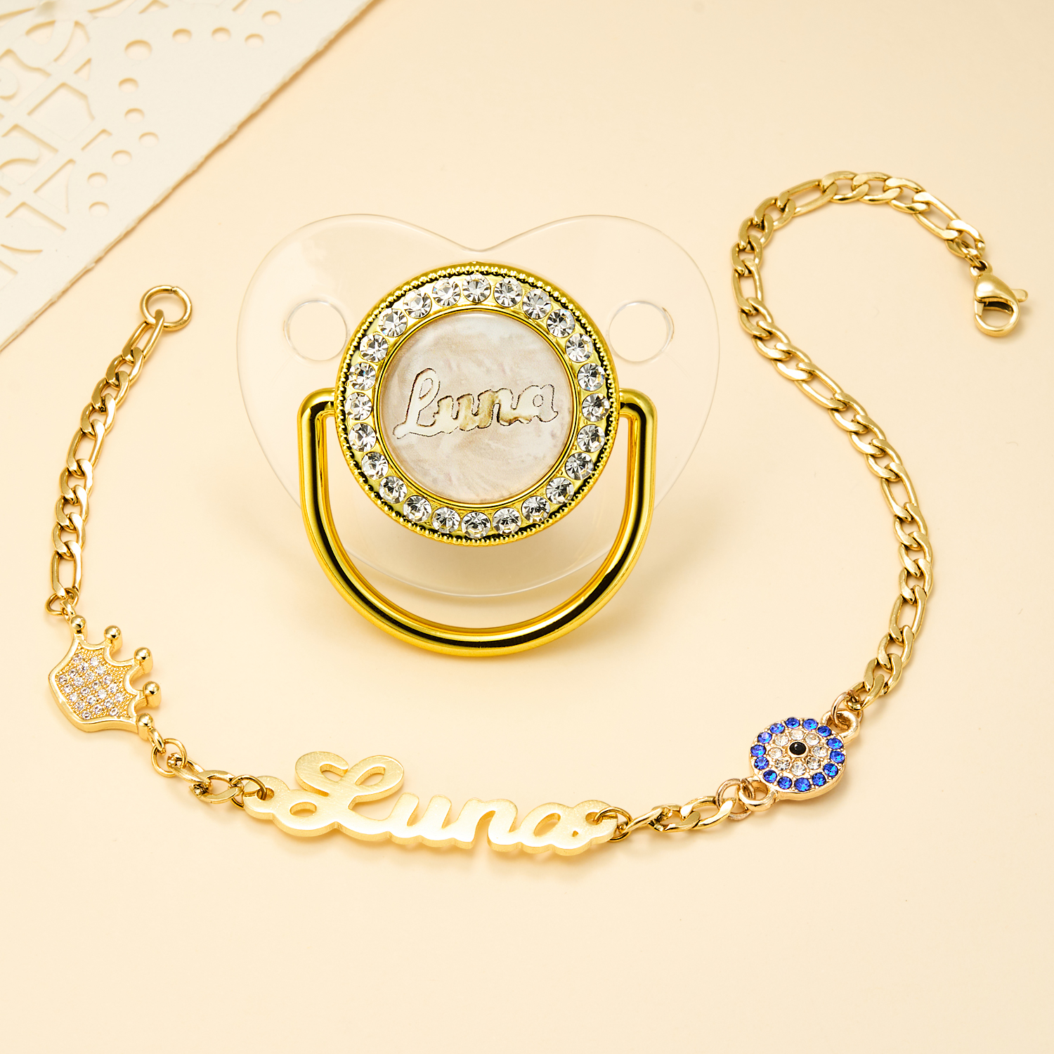 Custom Name Pacifier With Name Chain Dummy Soother and Clip Orthodontic Pacifier - soufeelus