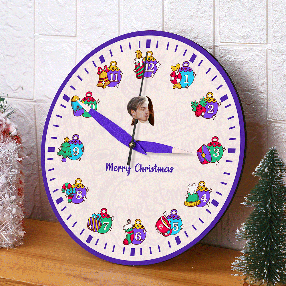 Custom Face Clock Christmas Gifts Kiss My Girl Add Personalized Text - soufeelus