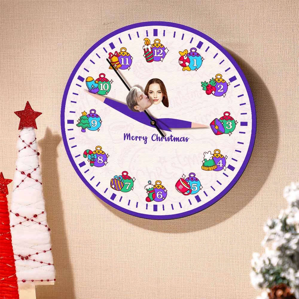 Custom Face Clock Christmas Gifts Kiss My Girl Add Personalized Text - soufeelus