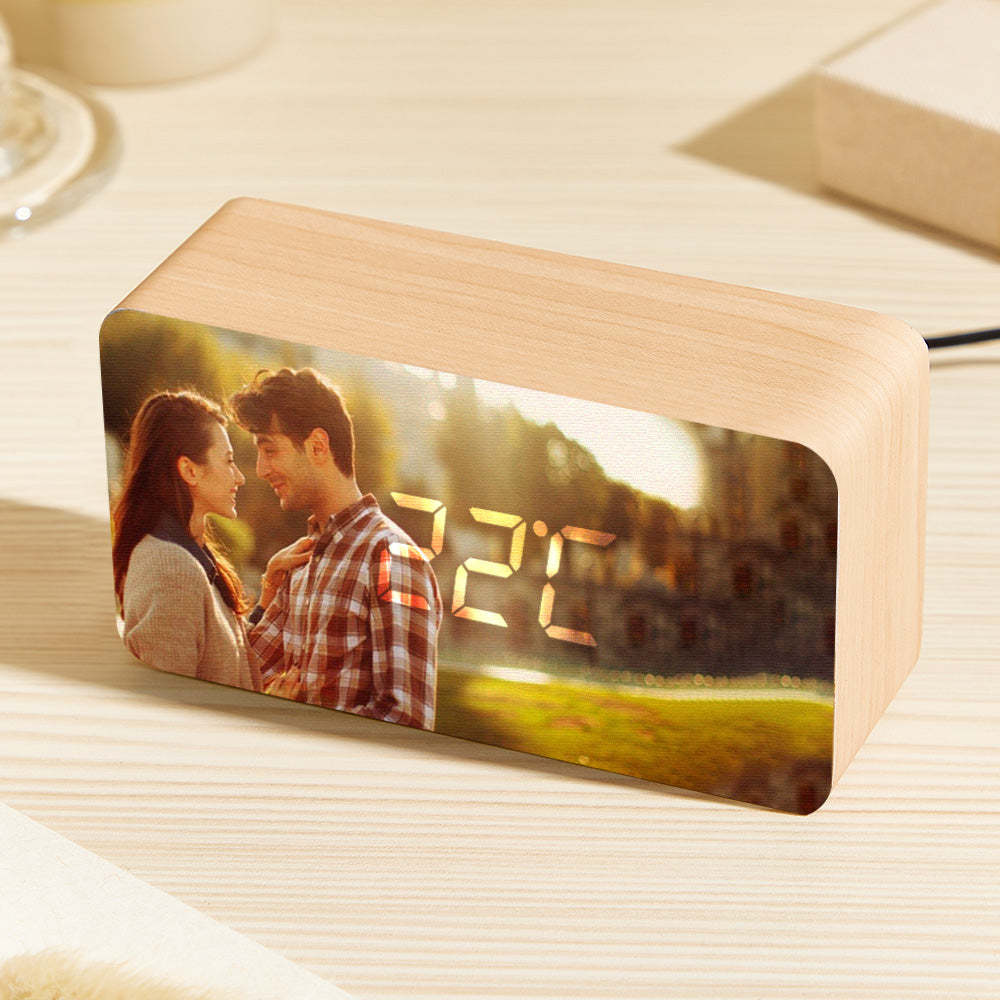 Custom Photo Wooden Alarm Clock Personalized Valentine's Day Gifts - soufeelus