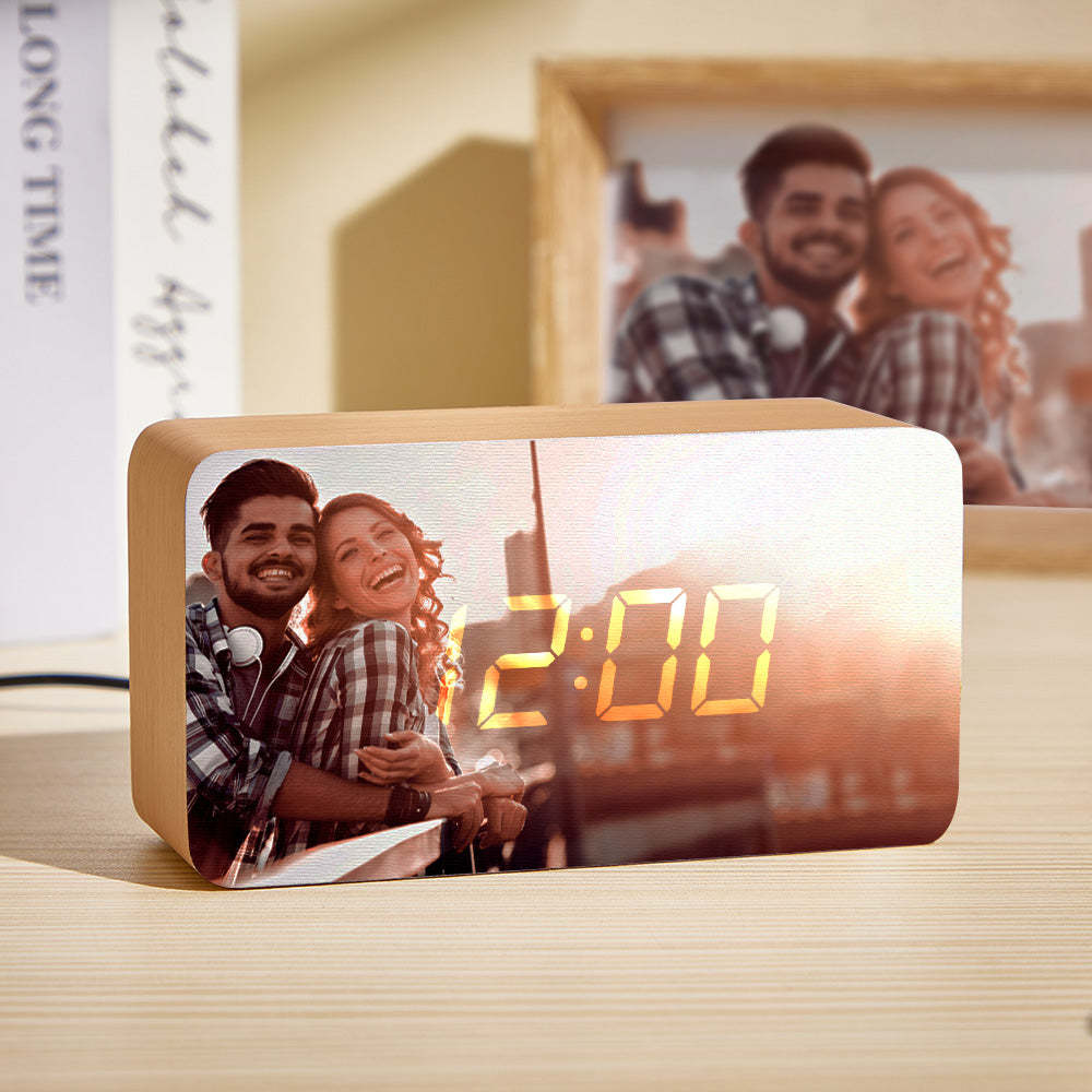 Custom Photo Wooden Alarm Clock Personalized Valentine's Day Gifts - soufeelus