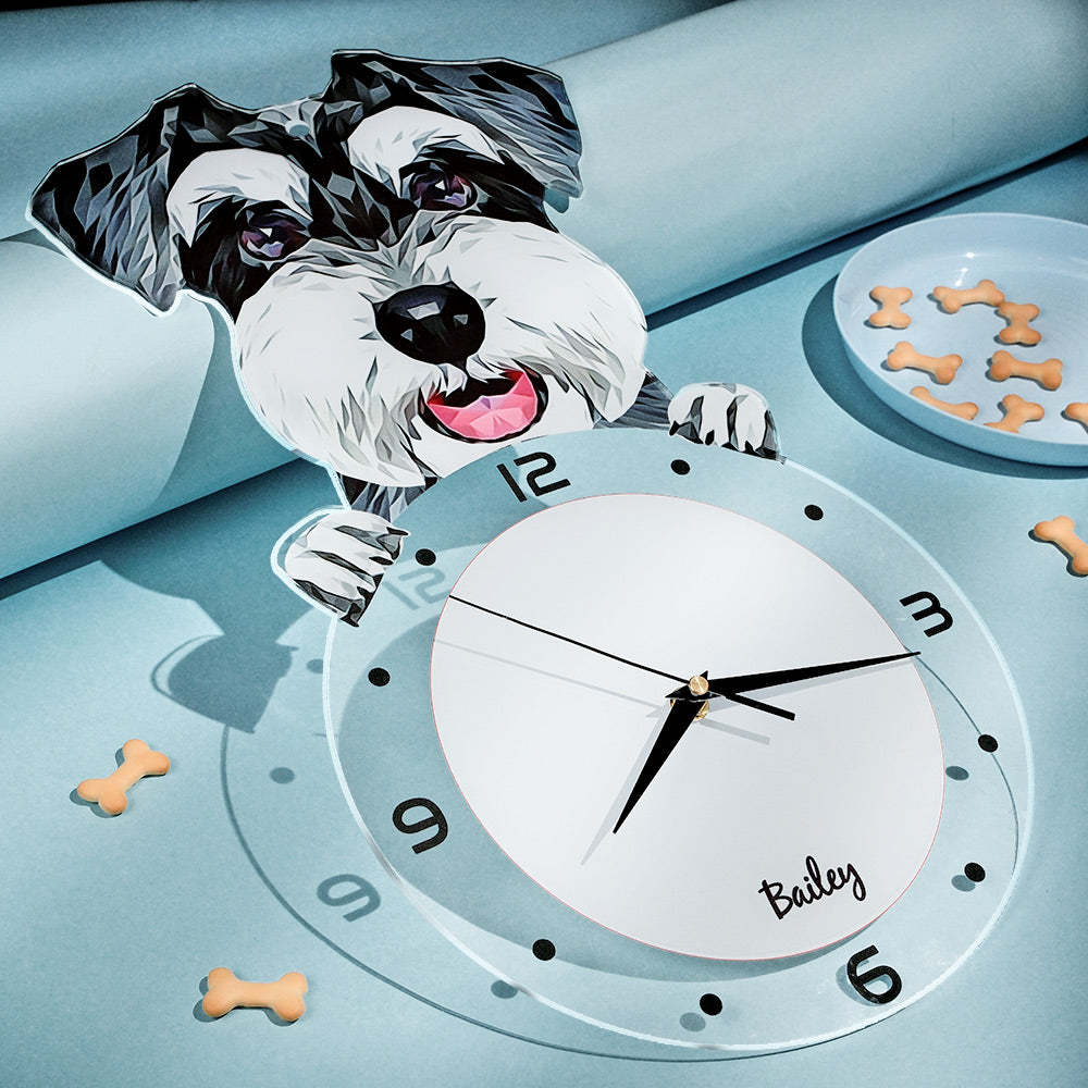 Custom Photo Clock Gifts for Pet Lover Personalized Dog Face Home Decor - soufeelus