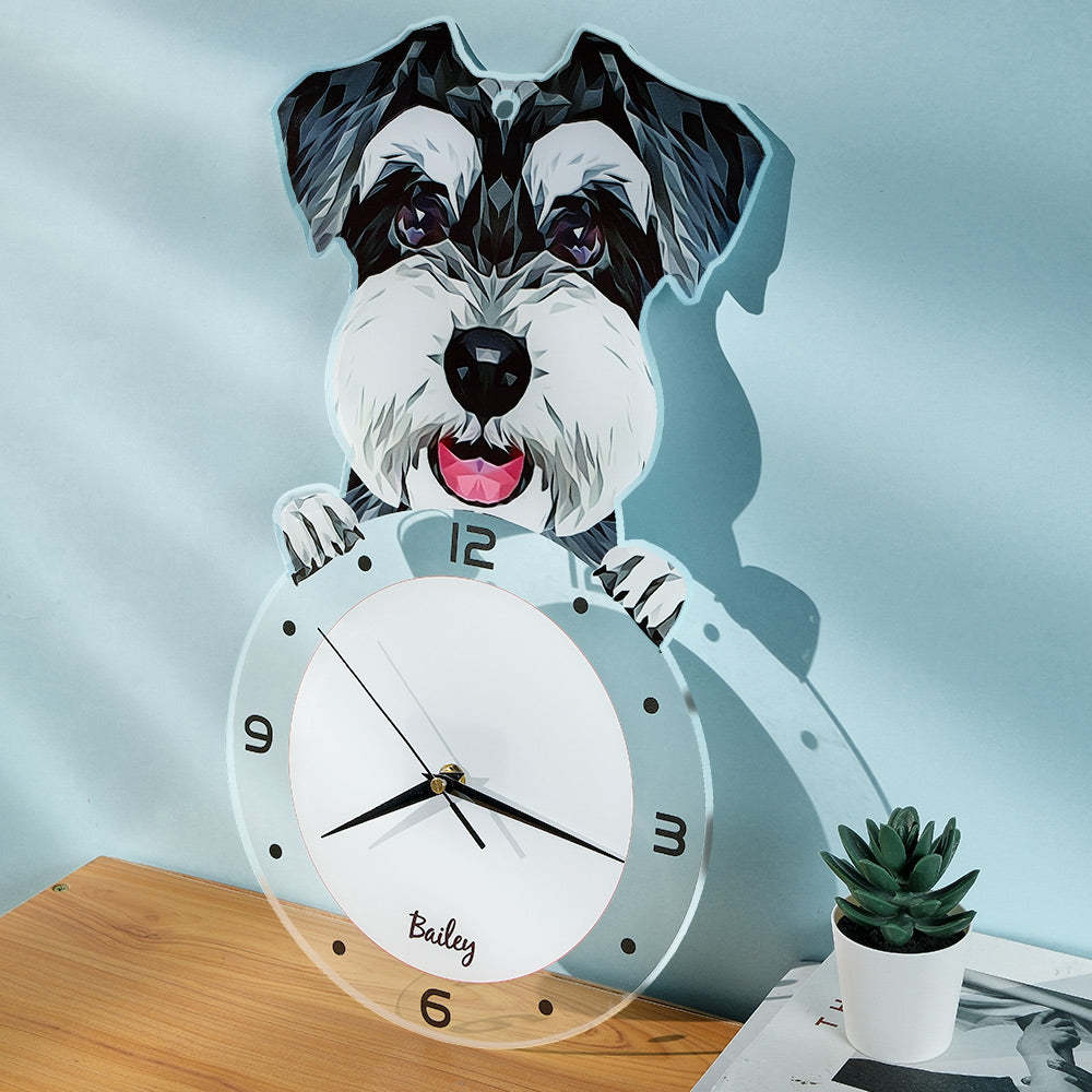 Custom Photo Clock Gifts for Pet Lover Personalized Dog Face Home Decor - soufeelus