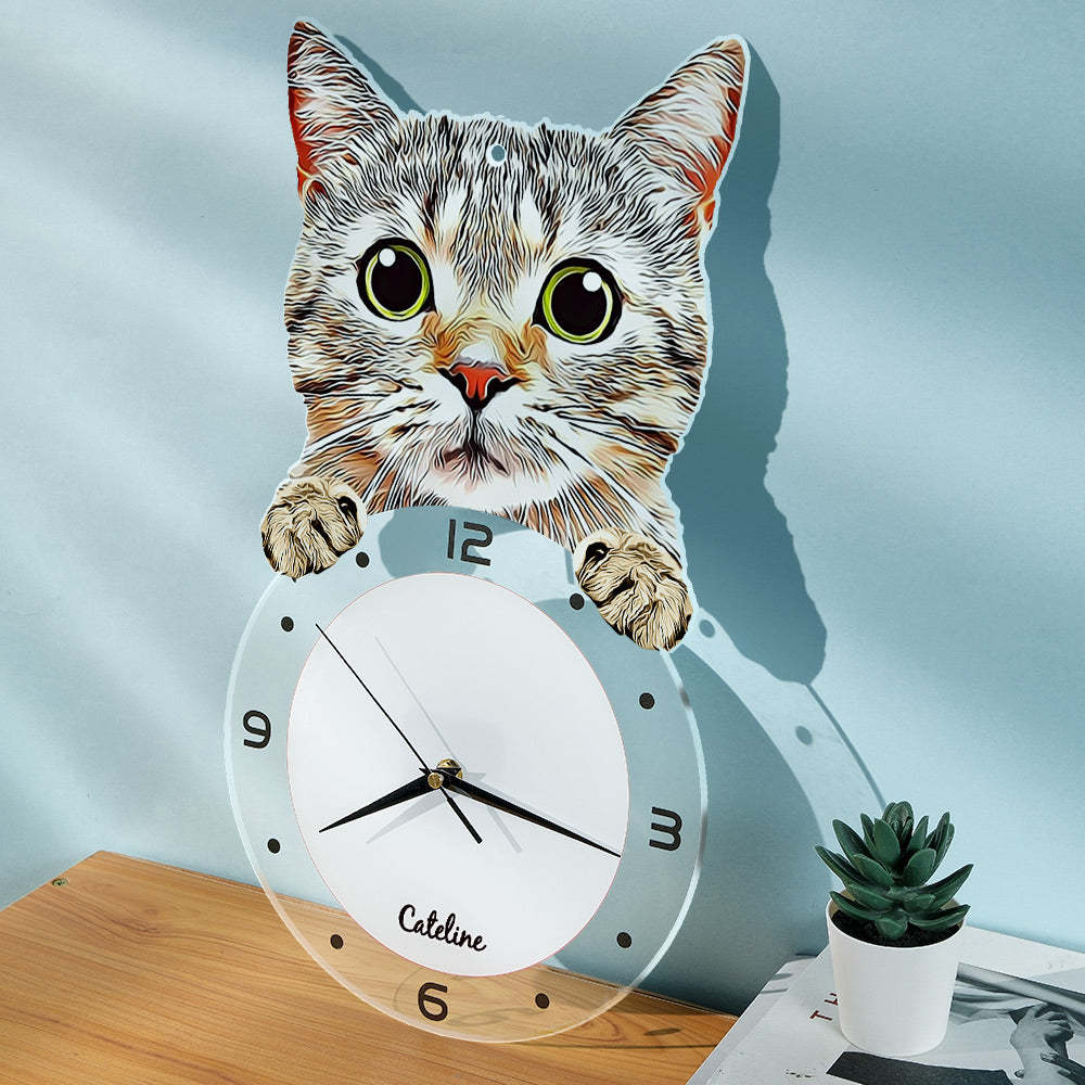 Custom Photo Clock Gifts for Pet Lover Personalized Dog Face Home Decor - soufeelus