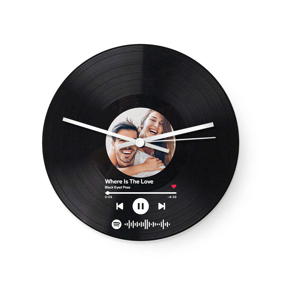 Personalized Vinyl Record Clock Custom Spotify Code Photo Clock Unique Home Decor Gifts - soufeelus