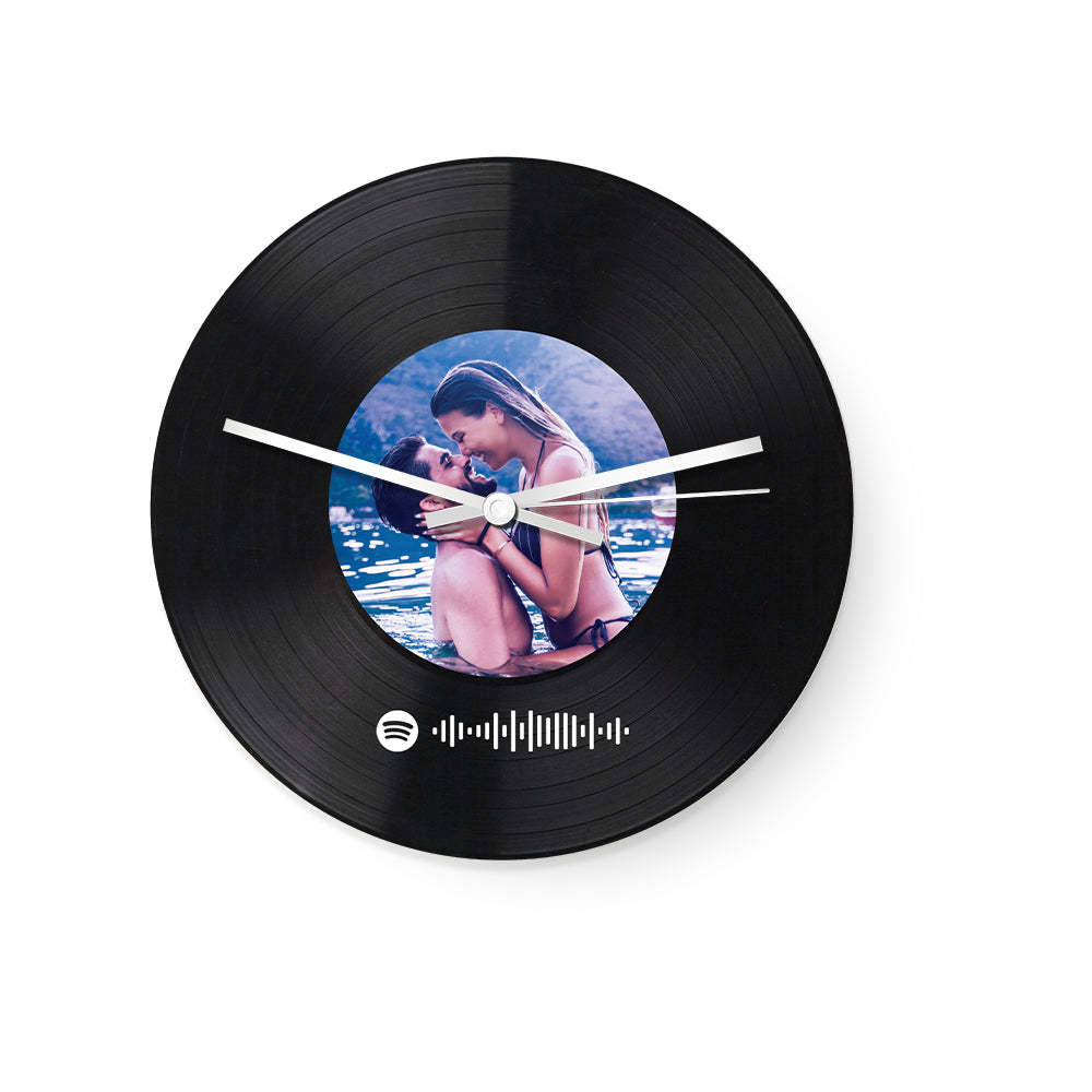 Custom Spotify Code Photo Clock Personalized Vinyl Record Clock Unique Home Decor Gifts - soufeelus