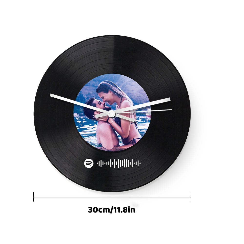 Custom Spotify Code Photo Clock Personalized Vinyl Record Clock Unique Home Decor Gifts - soufeelus