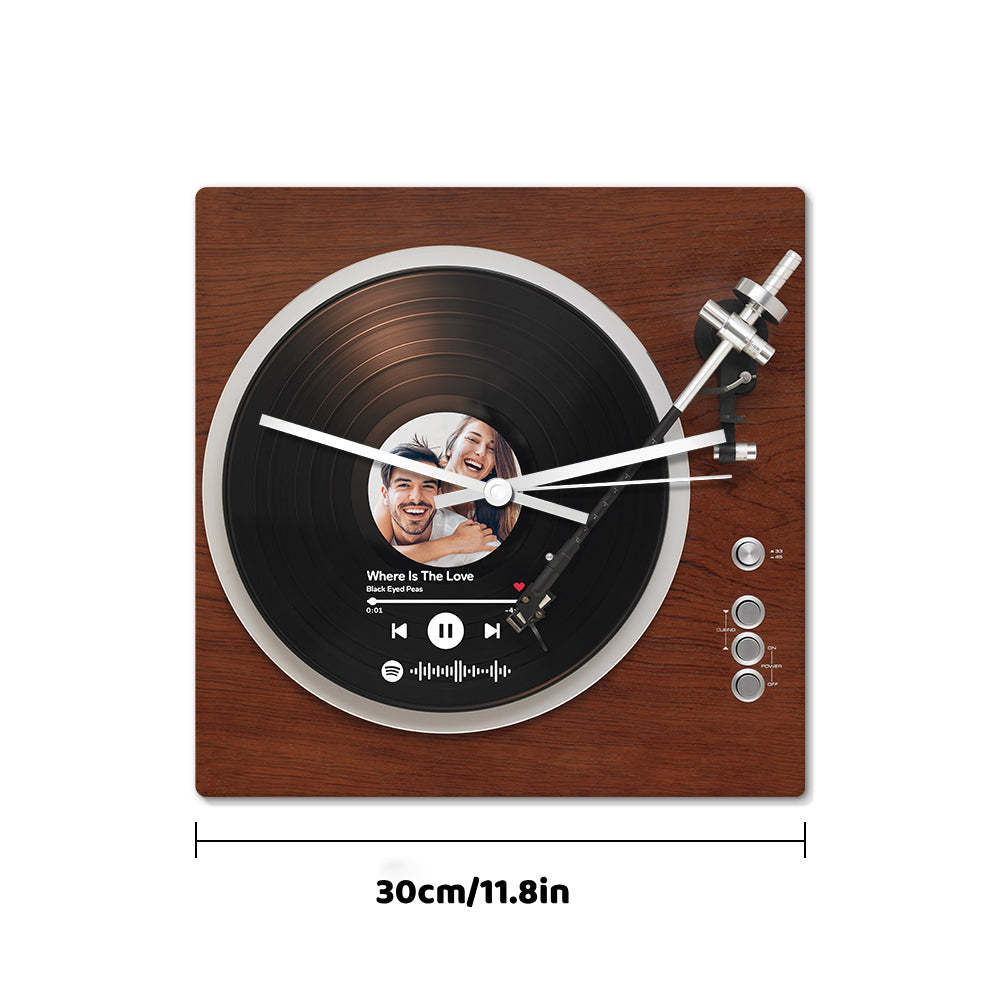 Personalized Vinyl Record Clock Custom Spotify Code Photo Square Clock Unique Home Decor Gifts - soufeelus