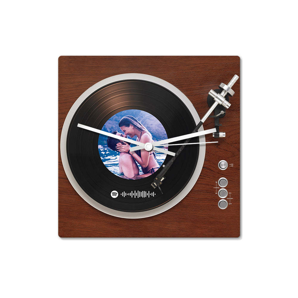 Custom Spotify Code Photo Square Clock Personalized Vinyl Record Clock Unique Home Decor Gifts - soufeelus