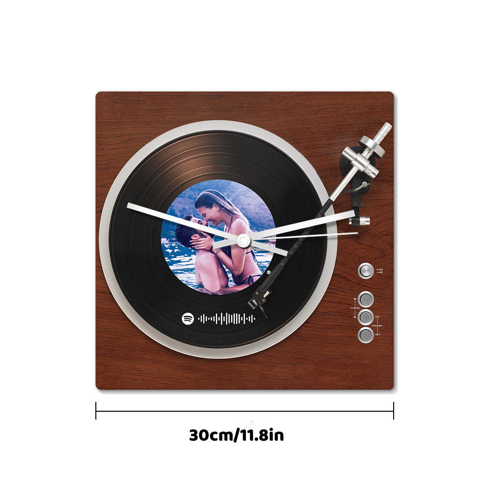 Custom Spotify Code Photo Square Clock Personalized Vinyl Record Clock Unique Home Decor Gifts - soufeelus