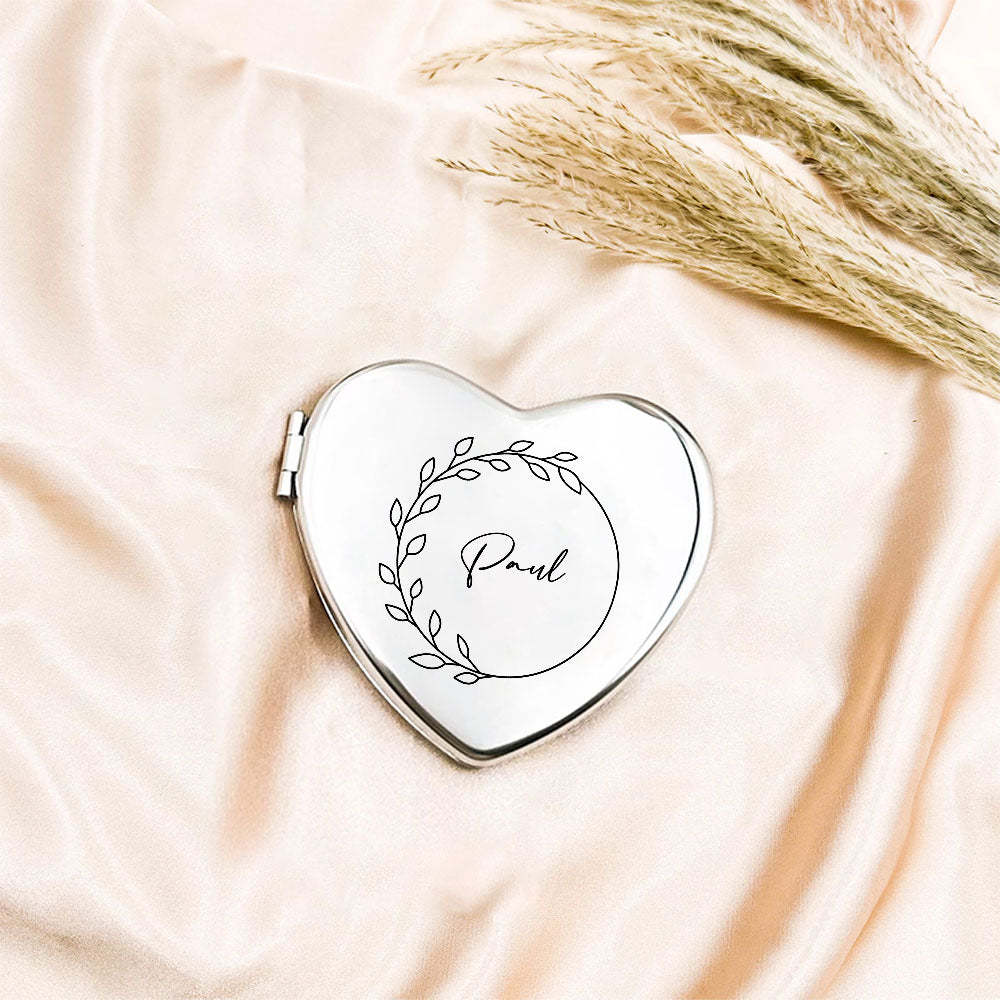 Personalized Engraved Silver Compact Mirror Favor, Custom Engraved Name Pocket Mirror, Gift for Her, Bridesmaid Gifts, Wedding Party Gifts - soufeelus