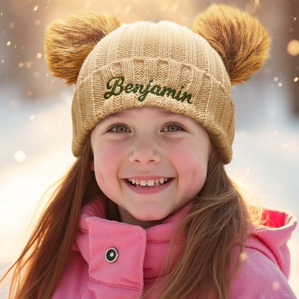 Personalized Mom and Baby Warm Beanie Hats Cotton Knitted Parent-Child Hat with Embroidered Names - soufeelus