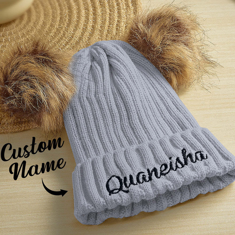 Personalized Mom and Baby Warm Beanie Hats Cotton Knitted Parent-Child Hat with Embroidered Names - soufeelus