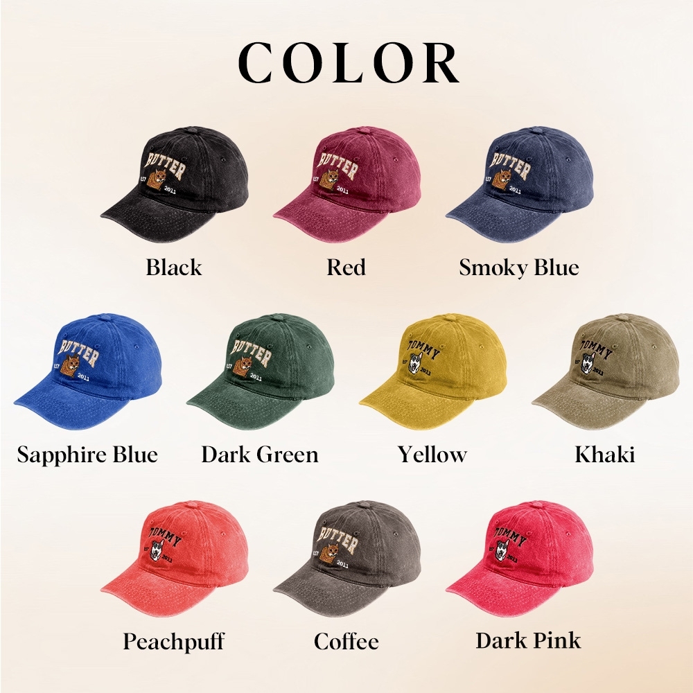 Custom Embroidered Hat with Pet Portrait Gifts for Pet Lovers