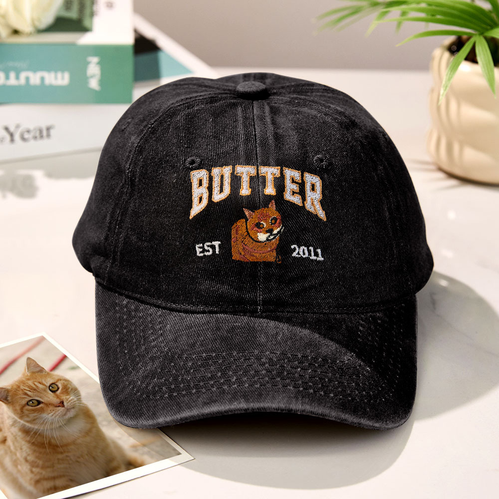 Custom Embroidered Hat with Pet Portrait Gifts for Pet Lovers