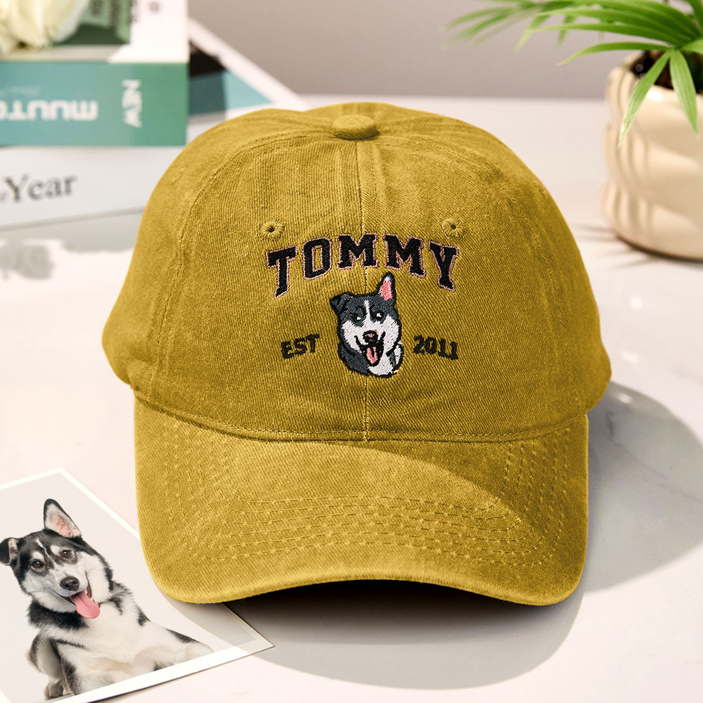 Custom Embroidered Hat with Pet Portrait Gifts for Pet Lovers