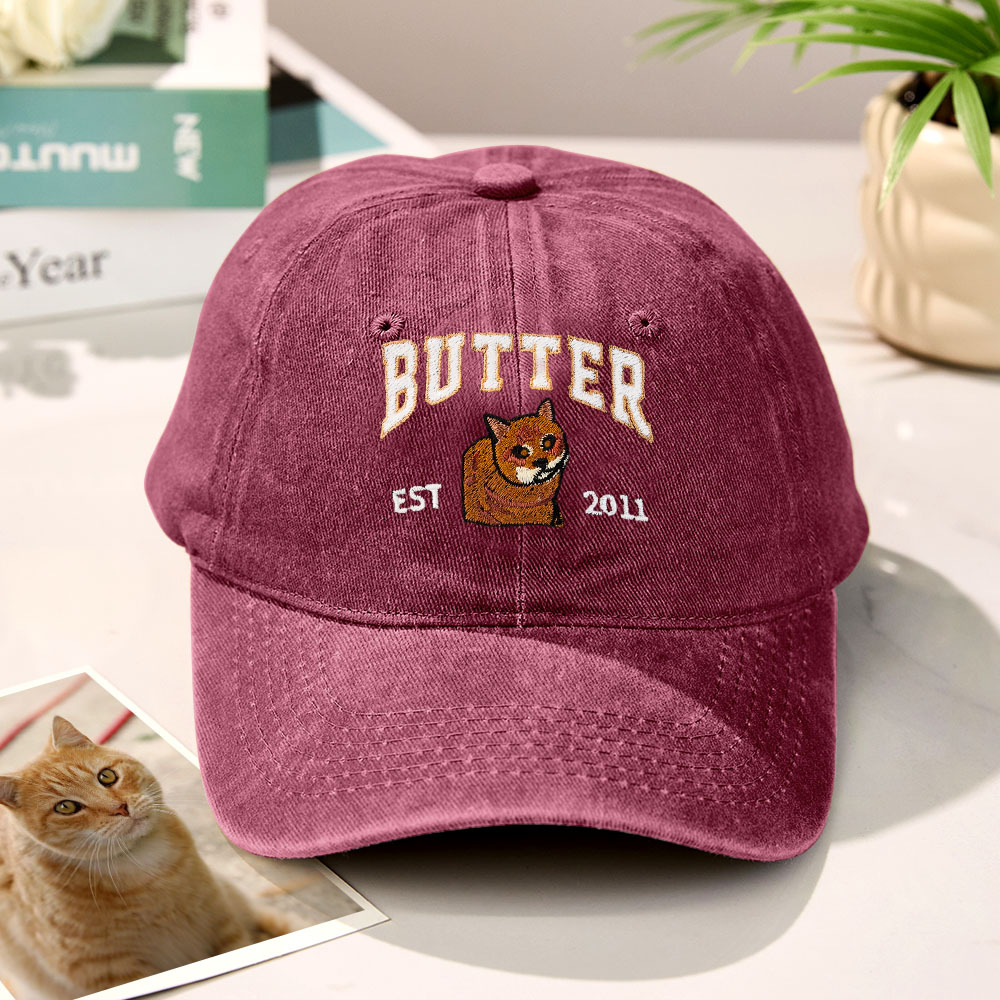 Custom Embroidered Hat with Pet Portrait Gifts for Pet Lovers