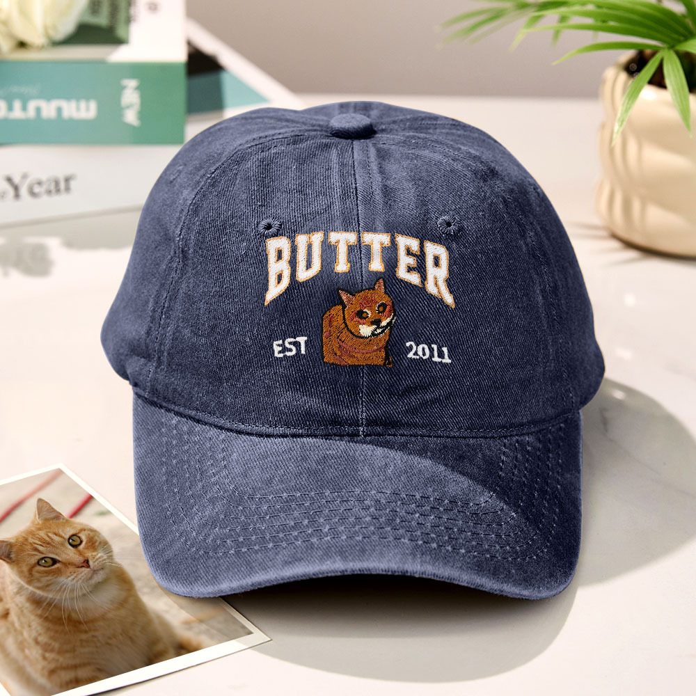 Custom Embroidered Hat with Pet Portrait Gifts for Pet Lovers