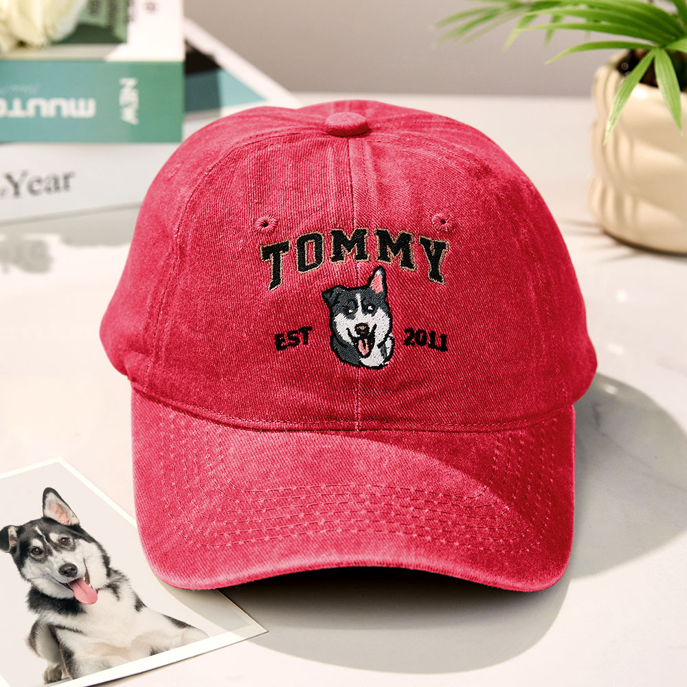 Custom Embroidered Hat with Pet Portrait Gifts for Pet Lovers