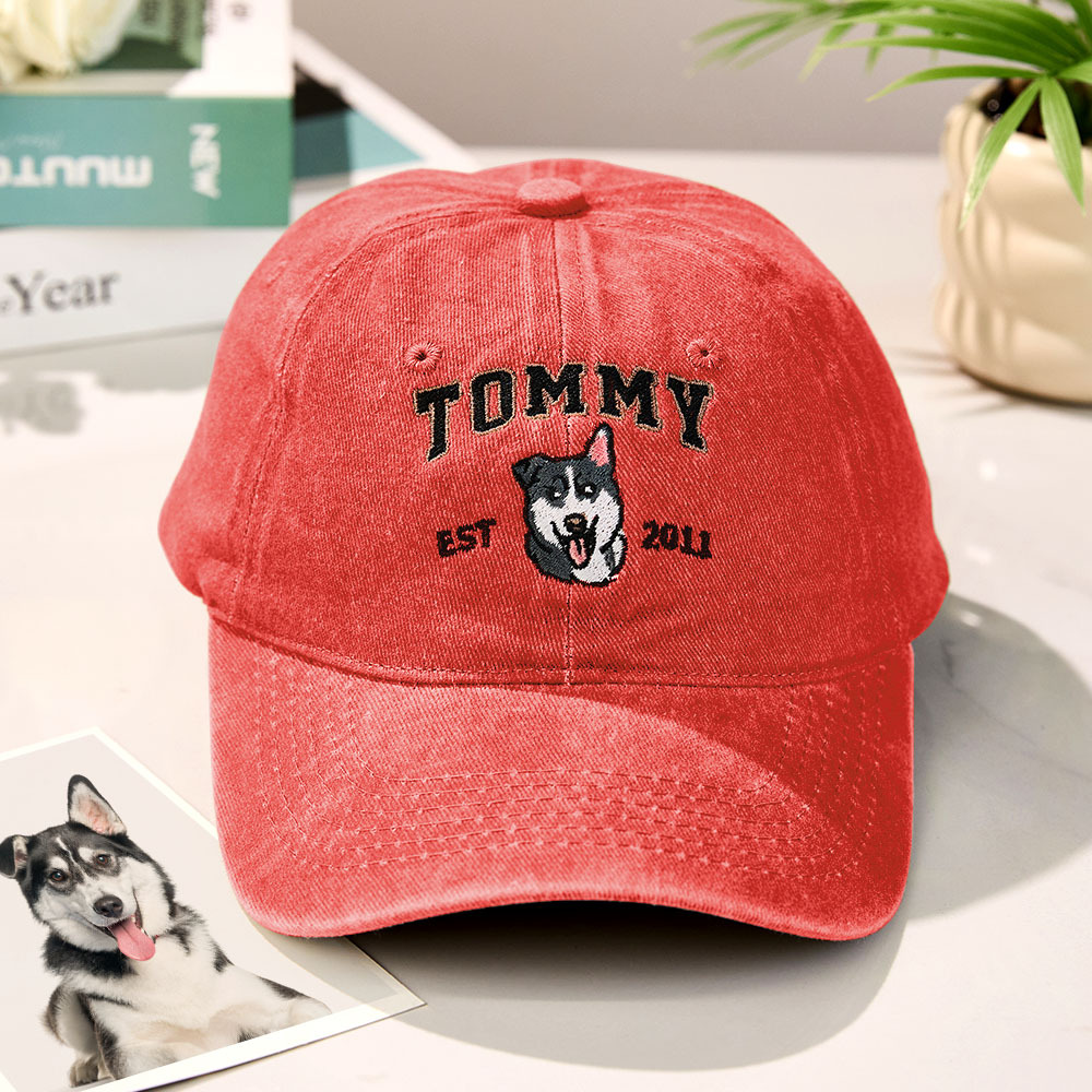 Custom Embroidered Hat with Pet Portrait Gifts for Pet Lovers
