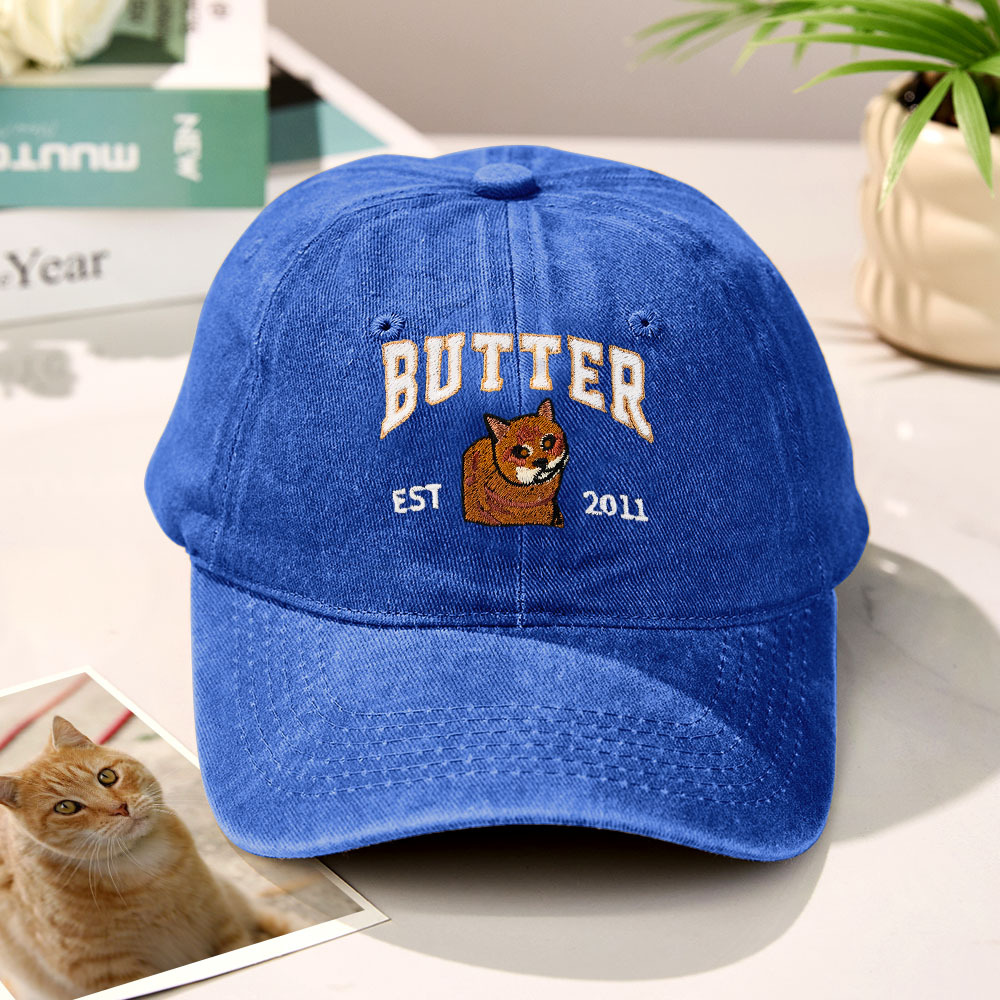 Custom Embroidered Hat with Pet Portrait Gifts for Pet Lovers