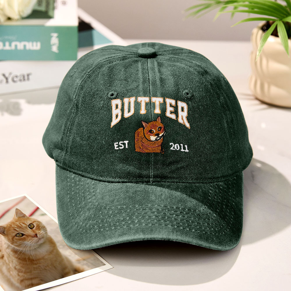 Custom Embroidered Hat with Pet Portrait Gifts for Pet Lovers