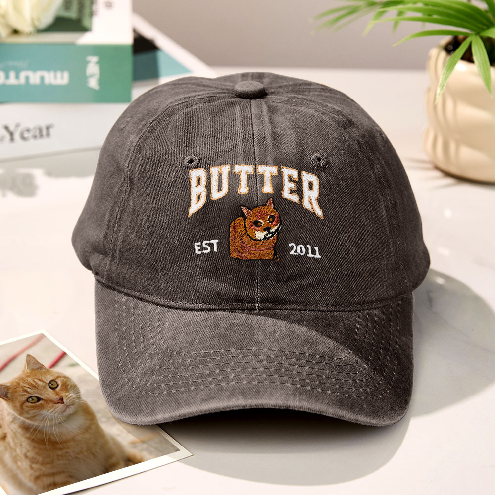 Custom Embroidered Hat with Pet Portrait Gifts for Pet Lovers