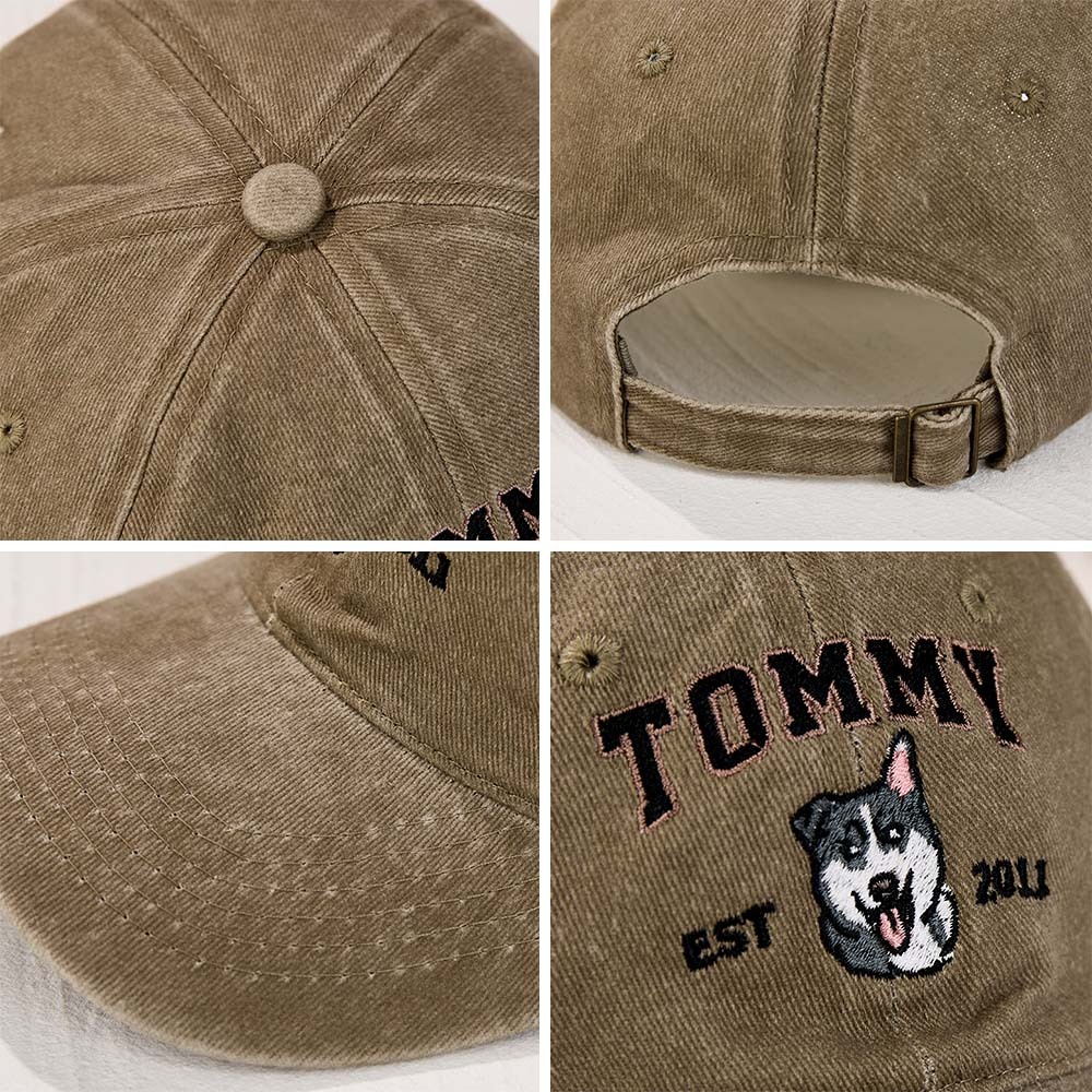 Custom Embroidered Hat with Pet Portrait Gifts for Pet Lovers