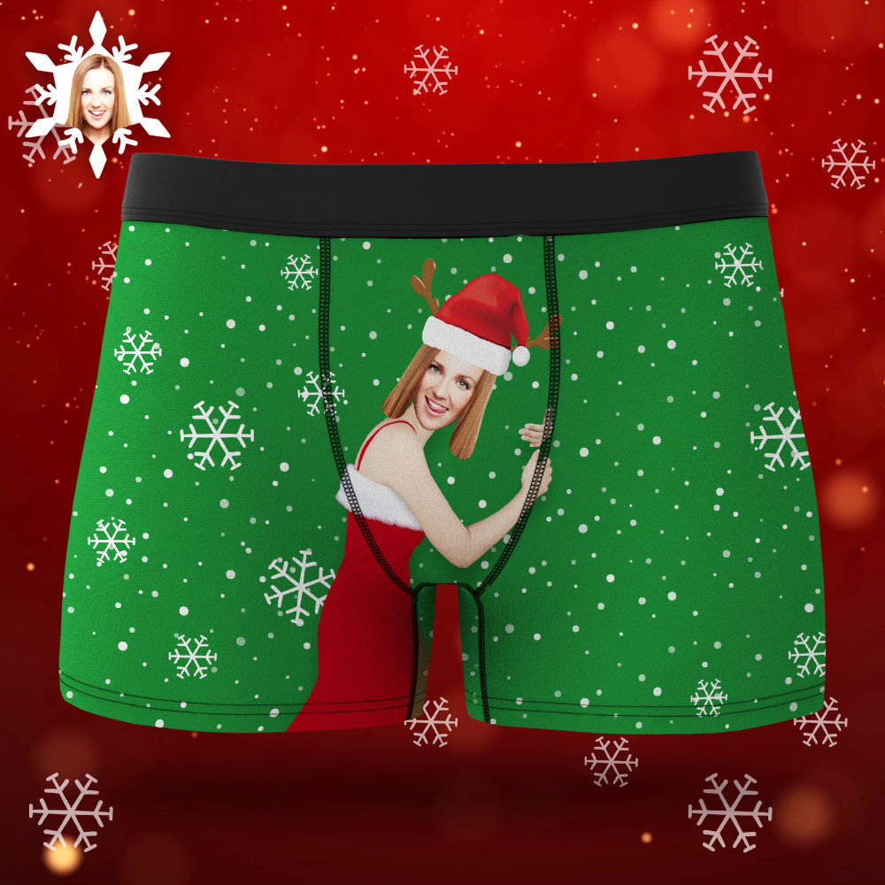 Custom Girlfriend Face Boxers Shorts Custom Photo Underwear Christmas Gift For Men AR View Gift - soufeelus