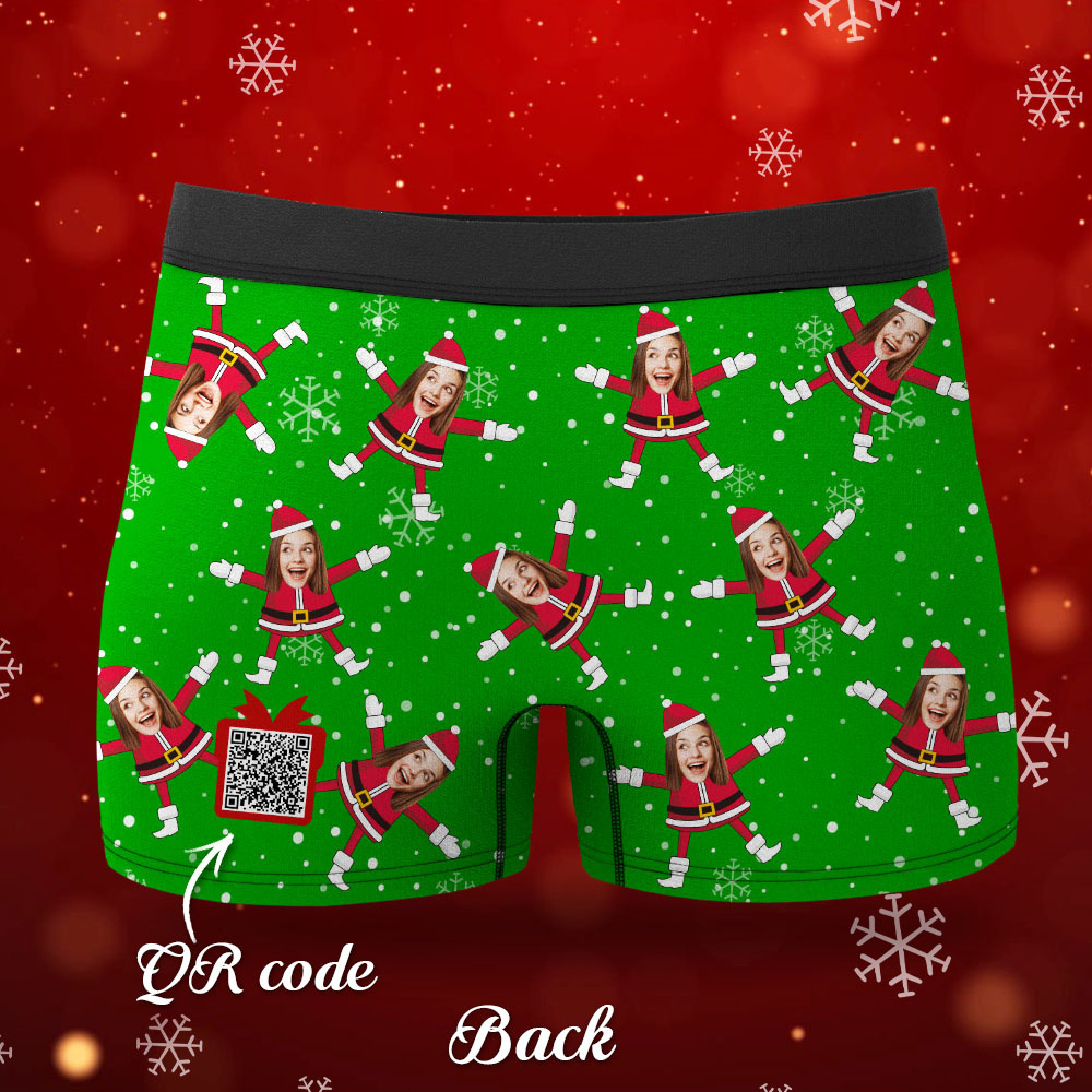 Custom Face Boxers Santa Claus Face Underwear Couple Gifts Christmas Gift AR View - soufeelus