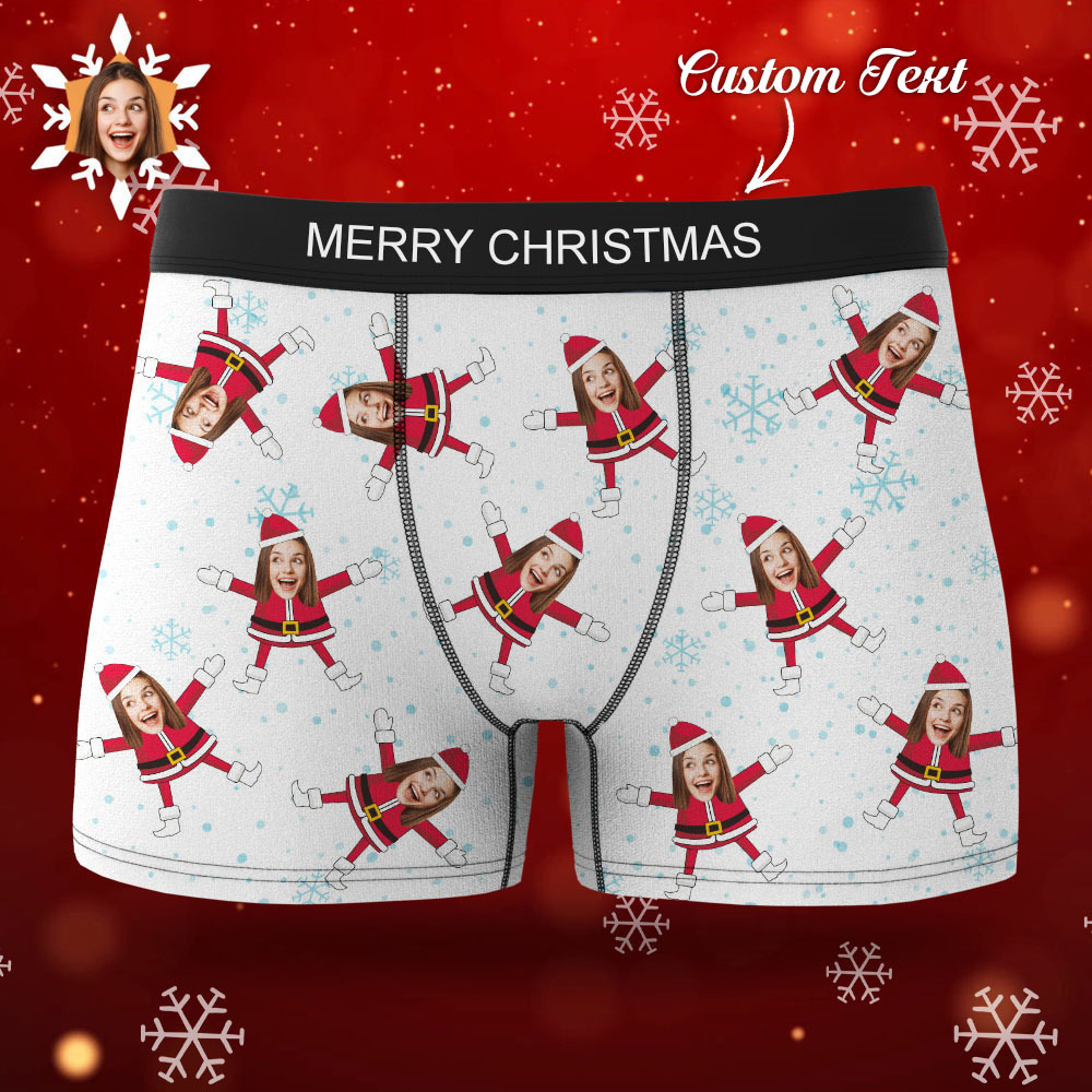 Custom Face Boxers Santa Claus Face Underwear Couple Gifts Christmas Gift AR View - soufeelus