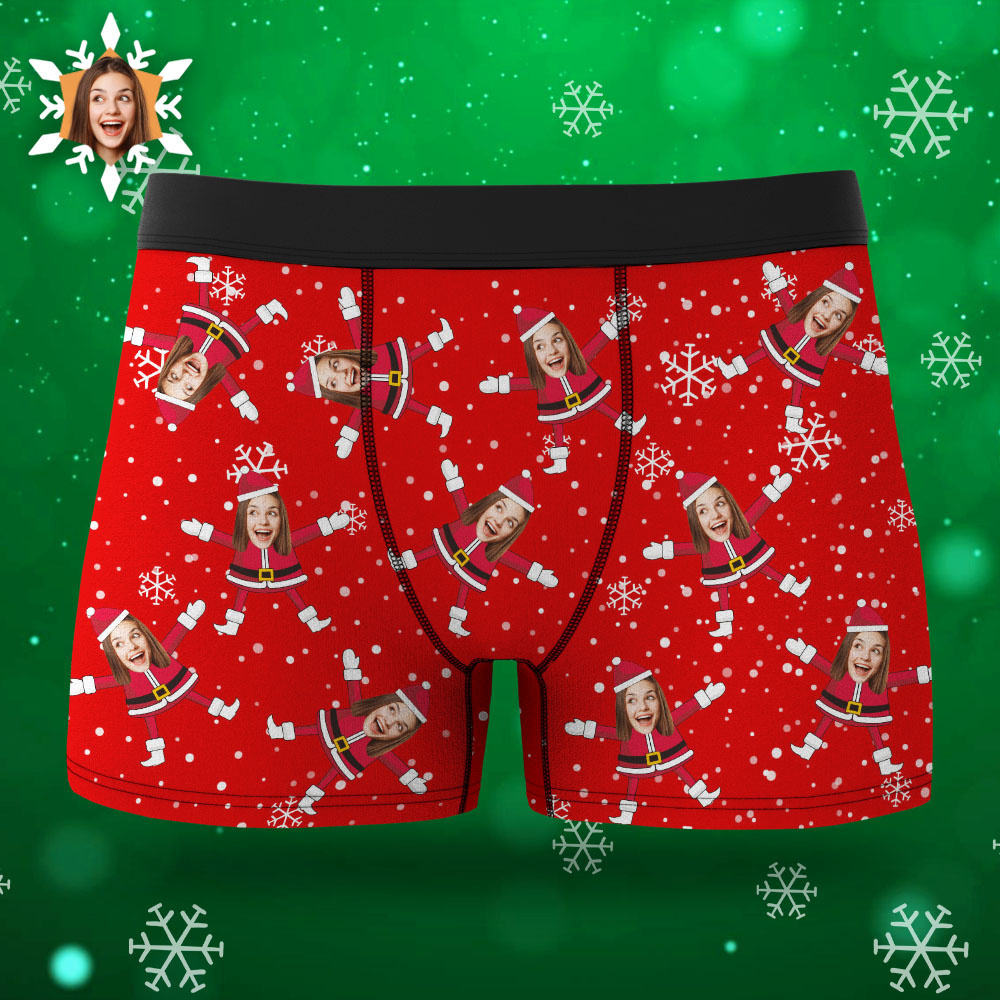 Custom Face Boxers Santa Claus Face Underwear Couple Gifts Christmas Gift AR View - soufeelus