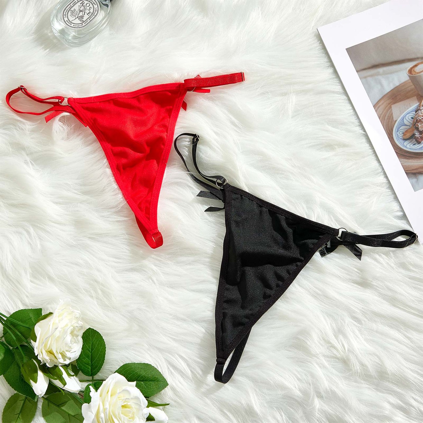 Custom Rhinestone Letter Thong Personalized Bow Tie Sexy Thong - soufeelus