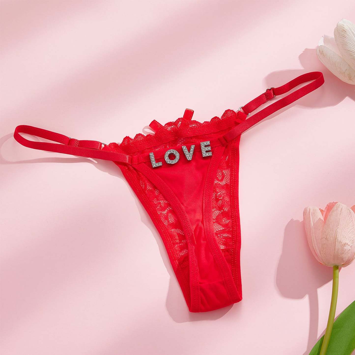 Custom Rhinestone Alphabet Thong Panties Butterfly-themed sensual - soufeelus