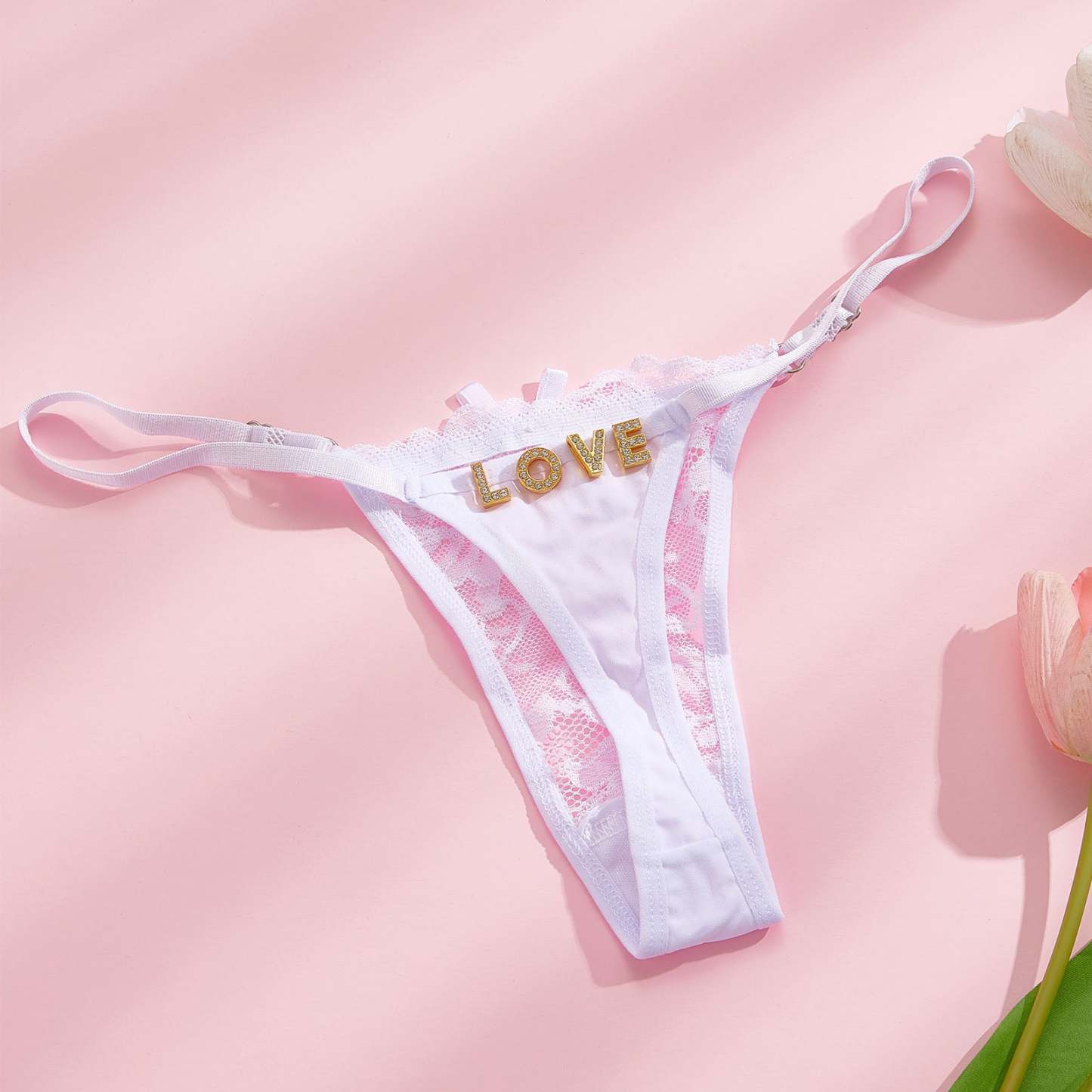 Custom Rhinestone Alphabet Thong Panties Butterfly-themed sensual - soufeelus