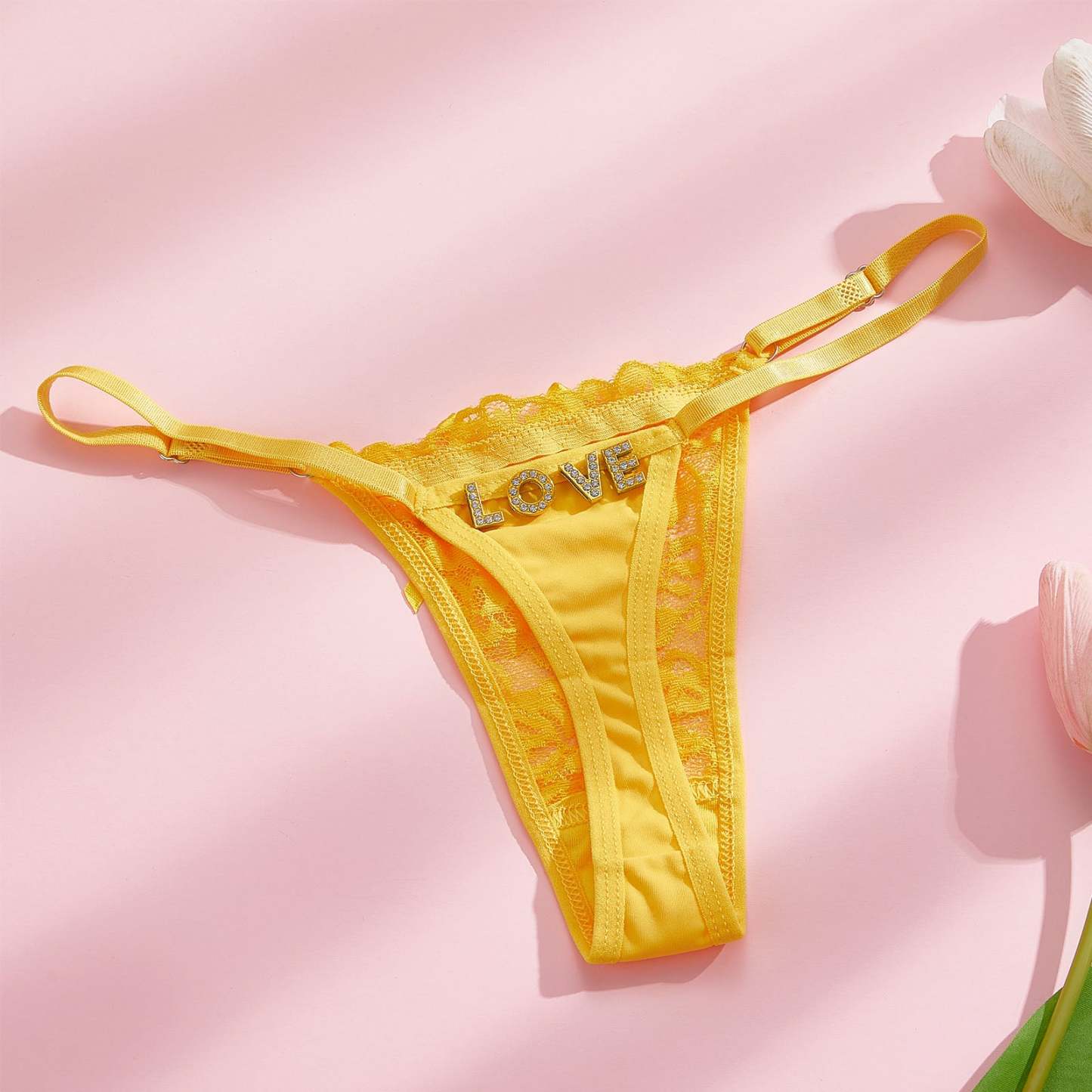 Custom Rhinestone Alphabet Thong Panties Butterfly-themed sensual - soufeelus