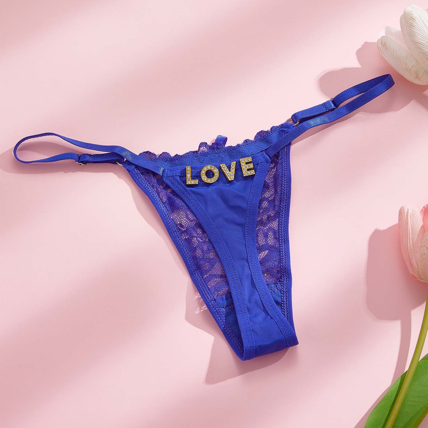 Custom Rhinestone Alphabet Thong Panties Butterfly-themed sensual - soufeelus