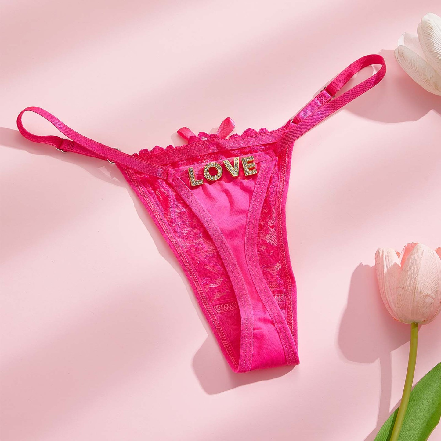 Custom Rhinestone Alphabet Thong Panties Butterfly-themed sensual - soufeelus