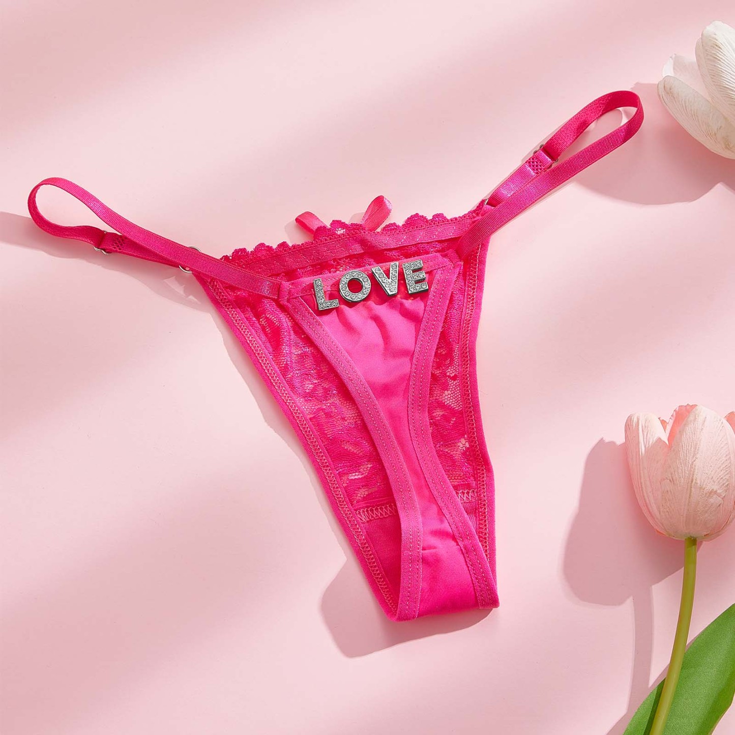 Custom Rhinestone Alphabet Thong Panties Butterfly-themed sensual - soufeelus
