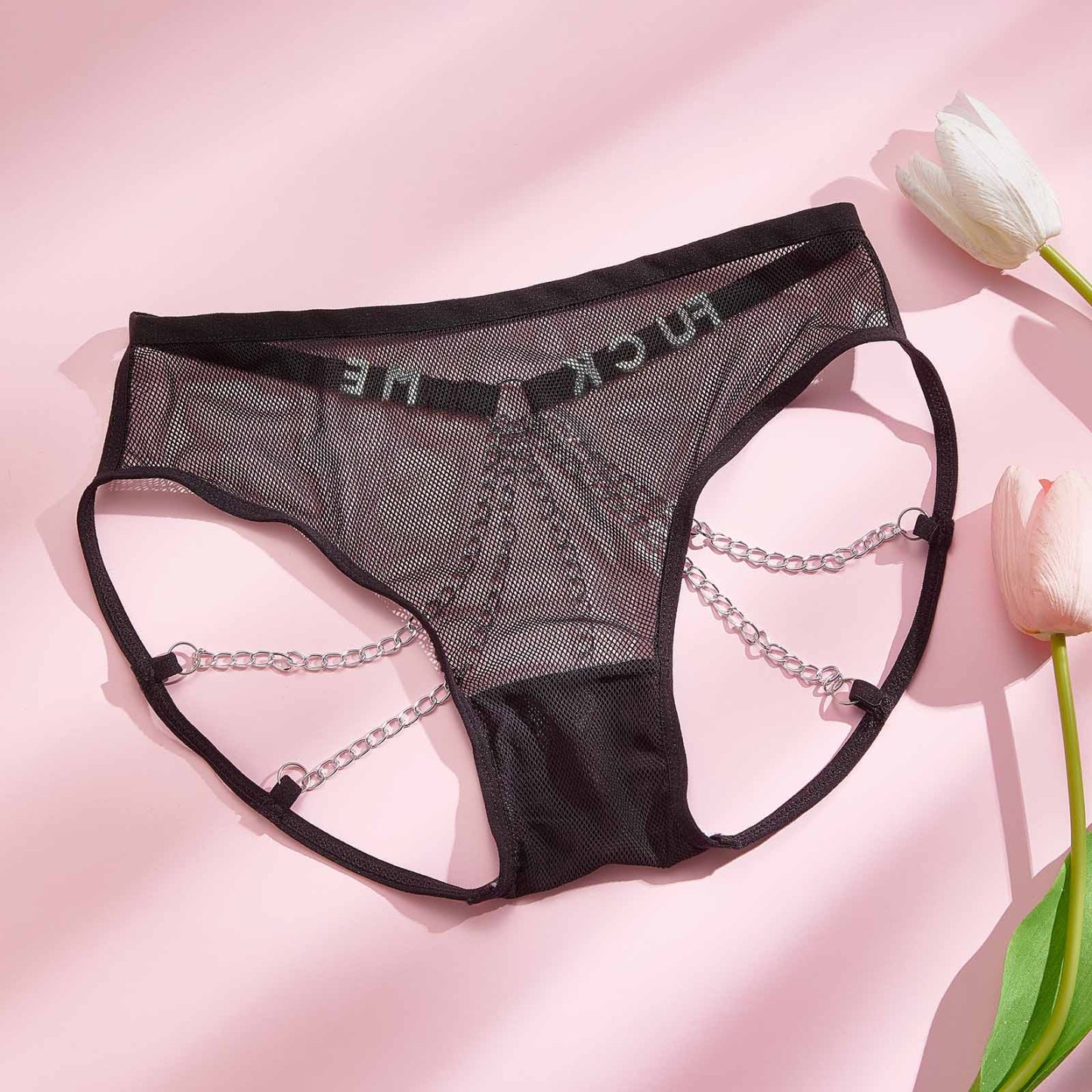 Custom Rhinestone Alphabet Thong Mesh Sexy Mesh Chain - soufeelus